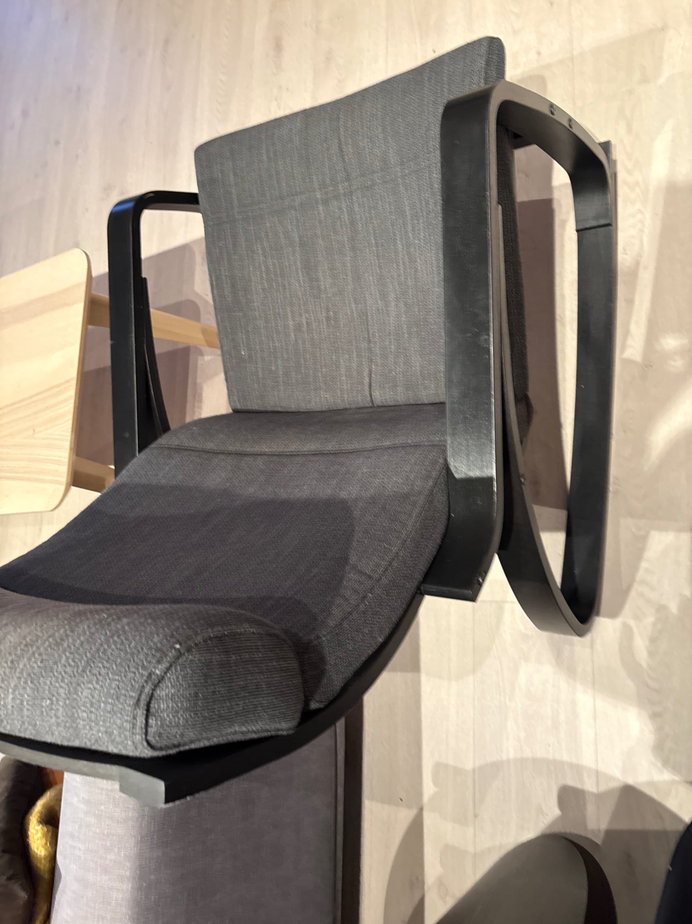 POÄNG armchair and footstool, black-brown/Hillared anthracite