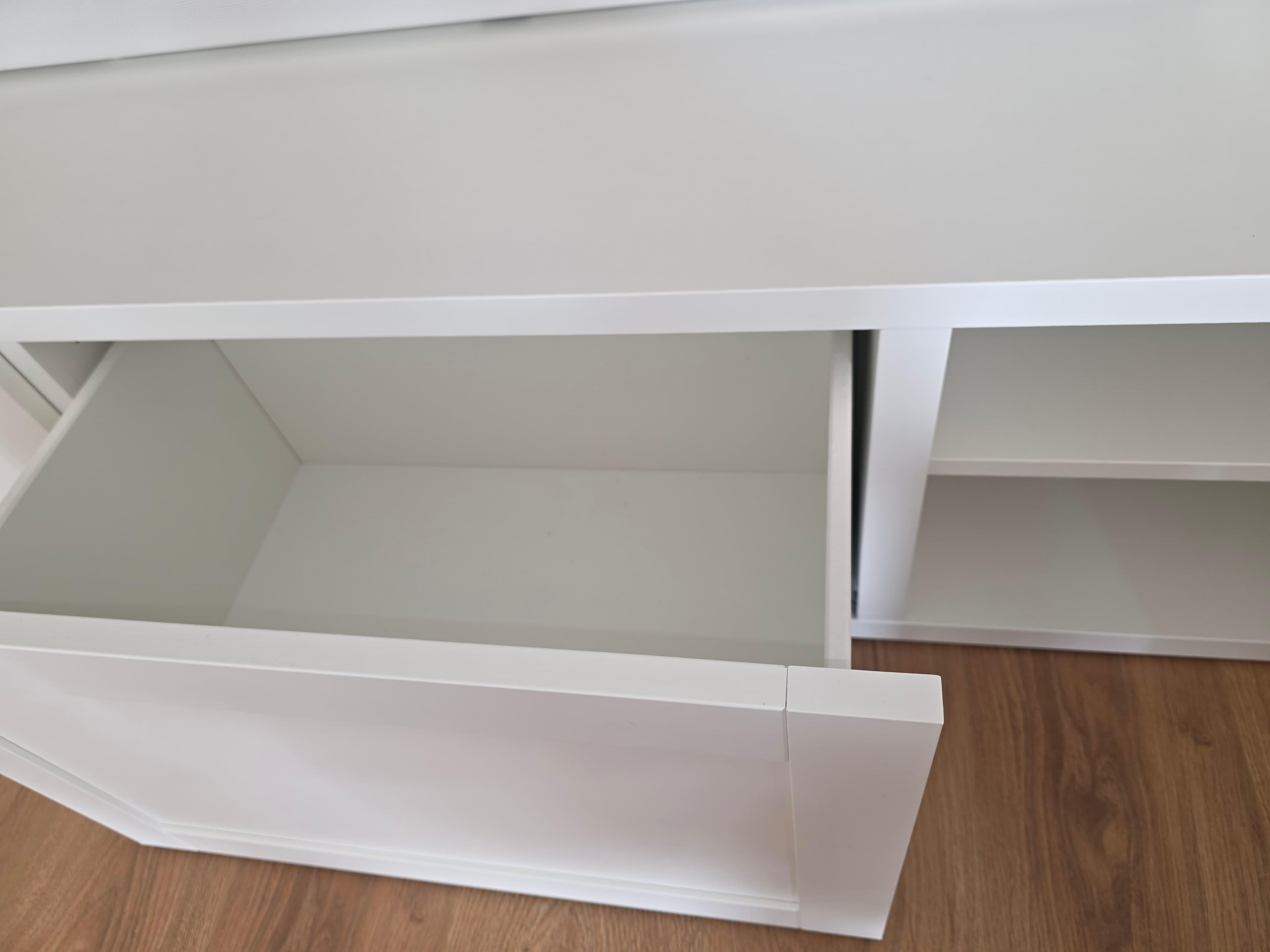 BESTÅ TV bench with doors, white/Lappviken white, 180x42x38 cm