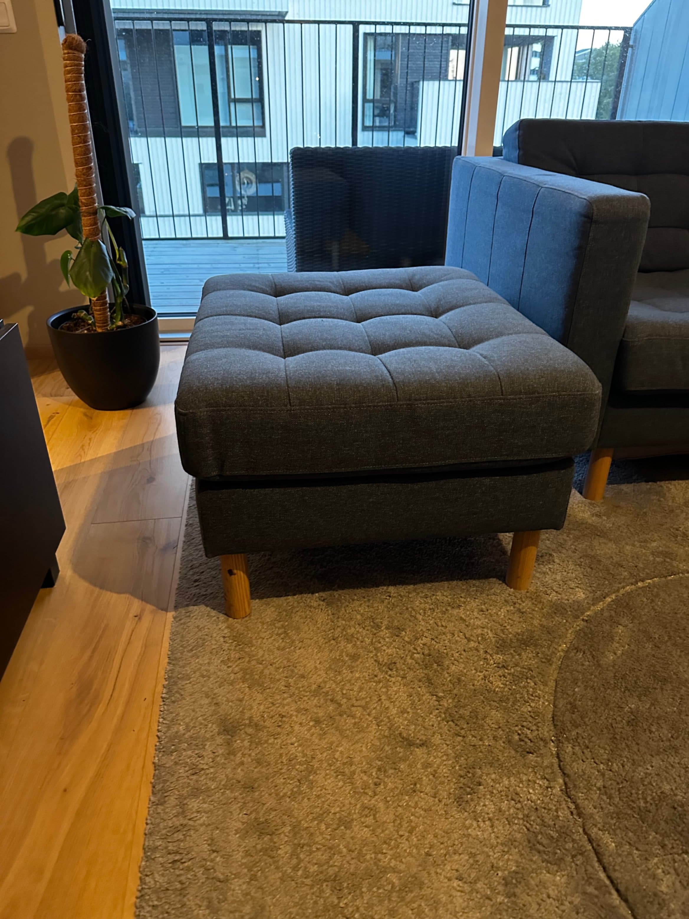 LANDSKRONA footstool, Gunnared blue/wood