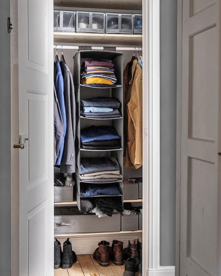 SKUBB storage with 6 compartments, dark grey, 35x45x125 cm