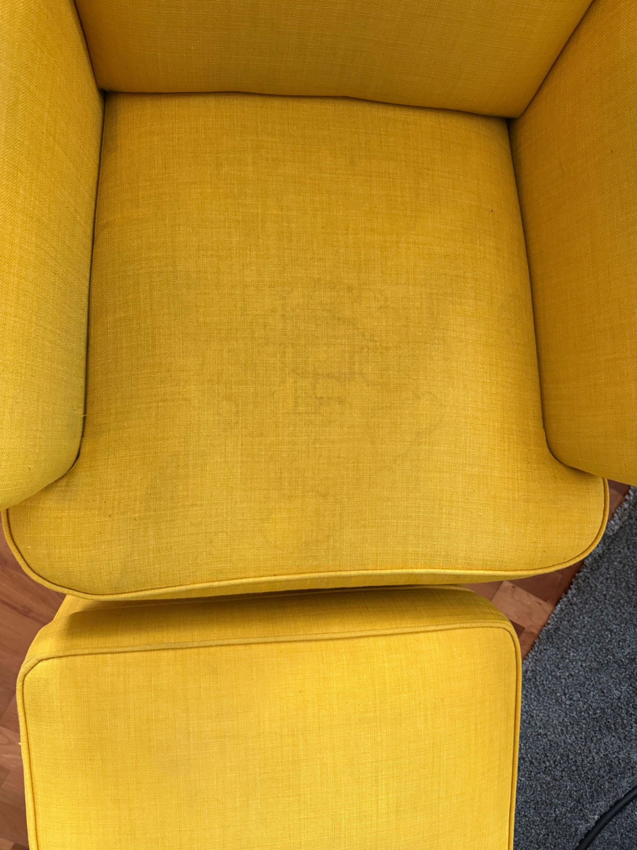 STRANDMON armchair and footstool, Skiftebo yellow