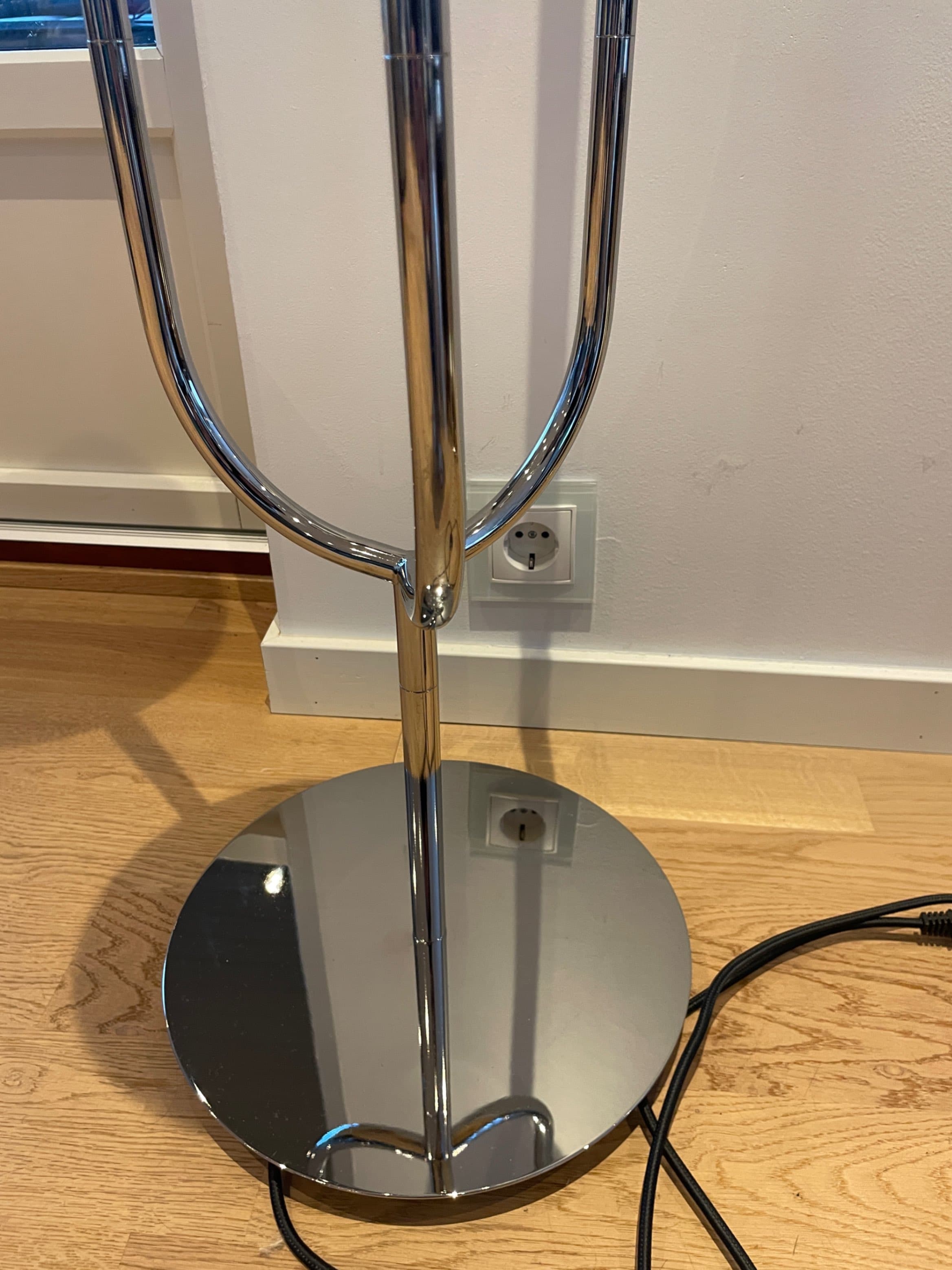 SIMRISHAMN floor lamp, chrome-plated/opal white glass