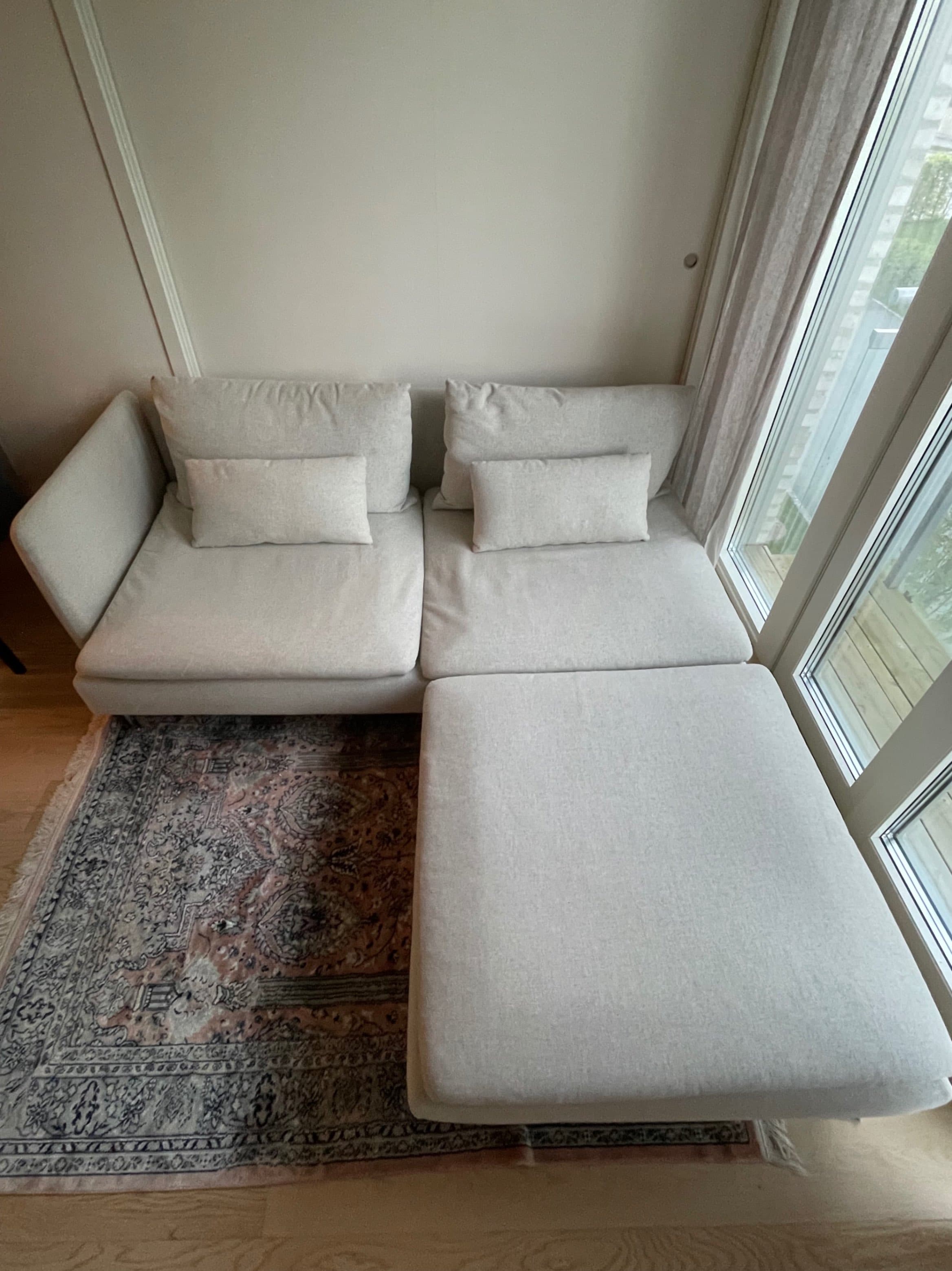 SÖDERHAMN 2-seat sofa with chaise longue, Blekinge white