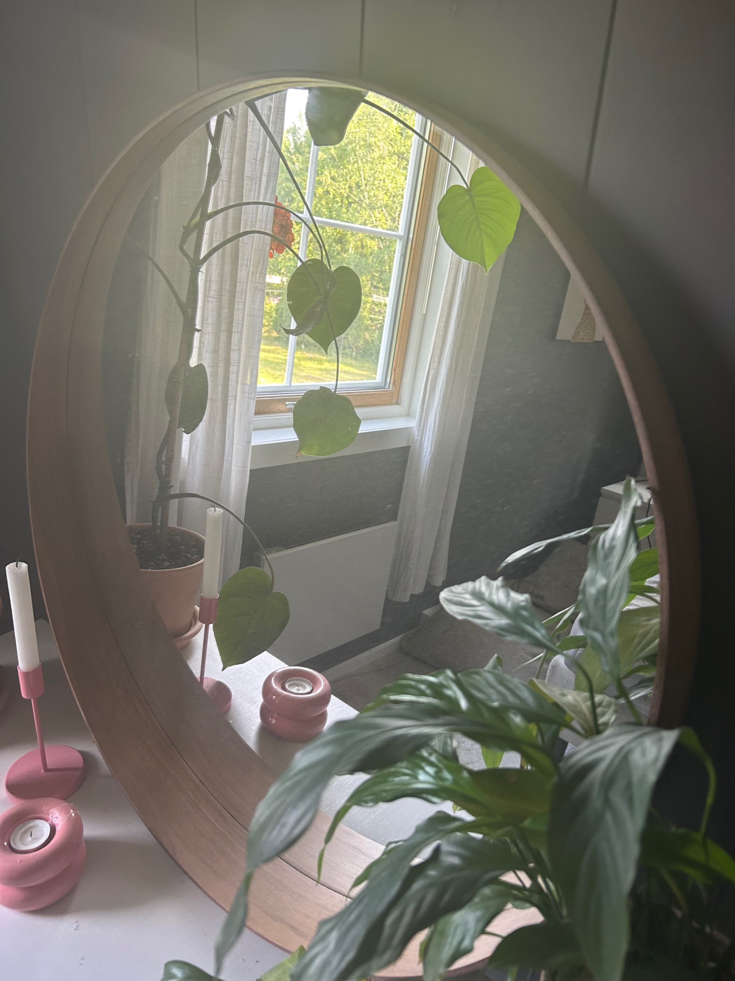 STOCKHOLM mirror, walnut veneer, 80 cm