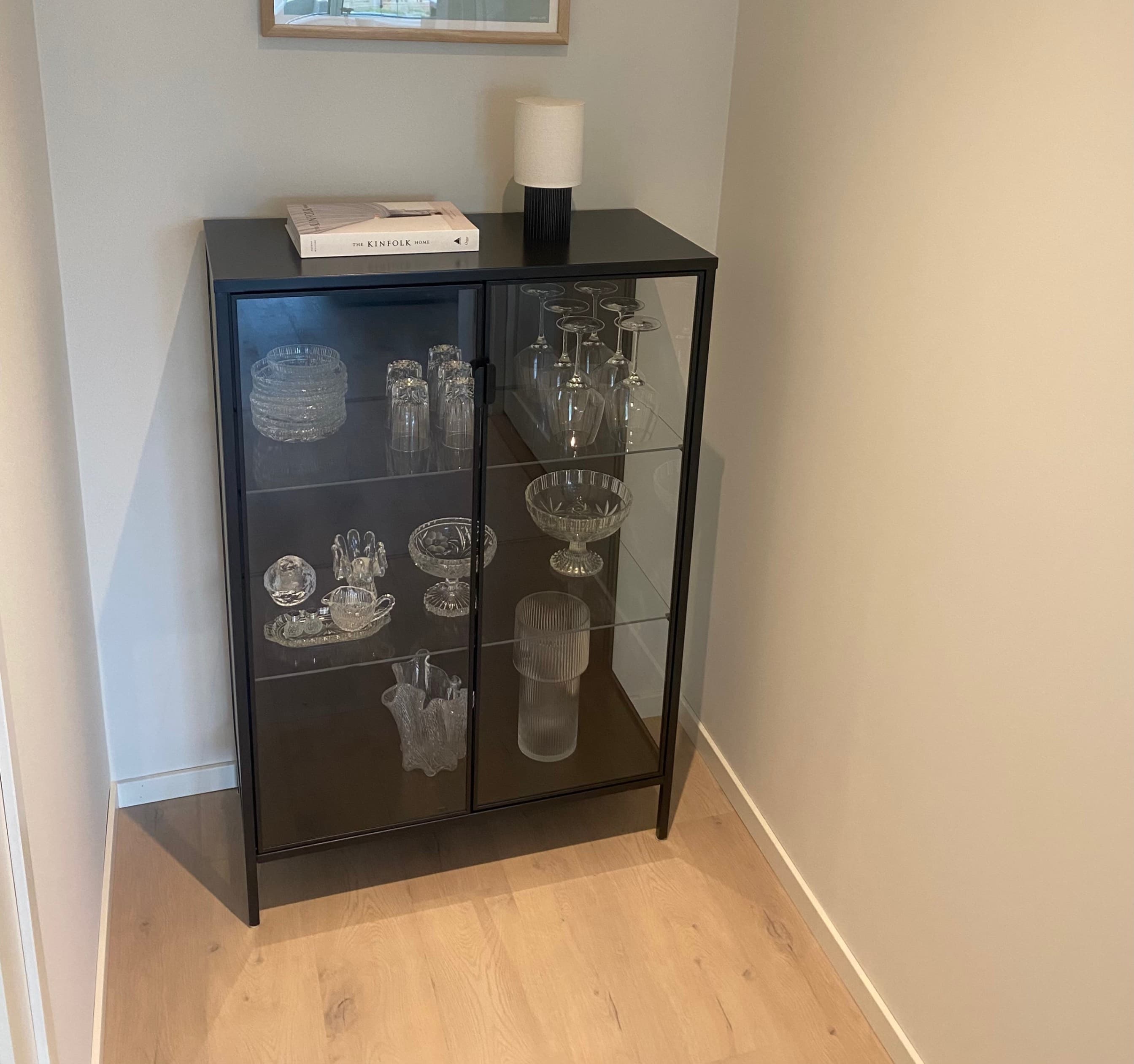 RUDSTA glass-door cabinet, anthracite, 80x37x120 cm