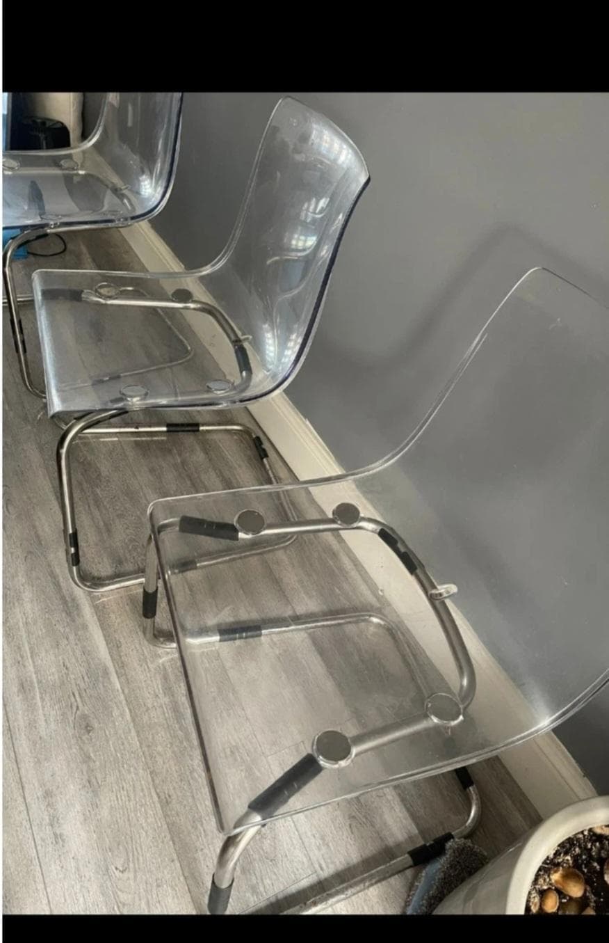 TOBIAS Stol, transparent, forkrommet