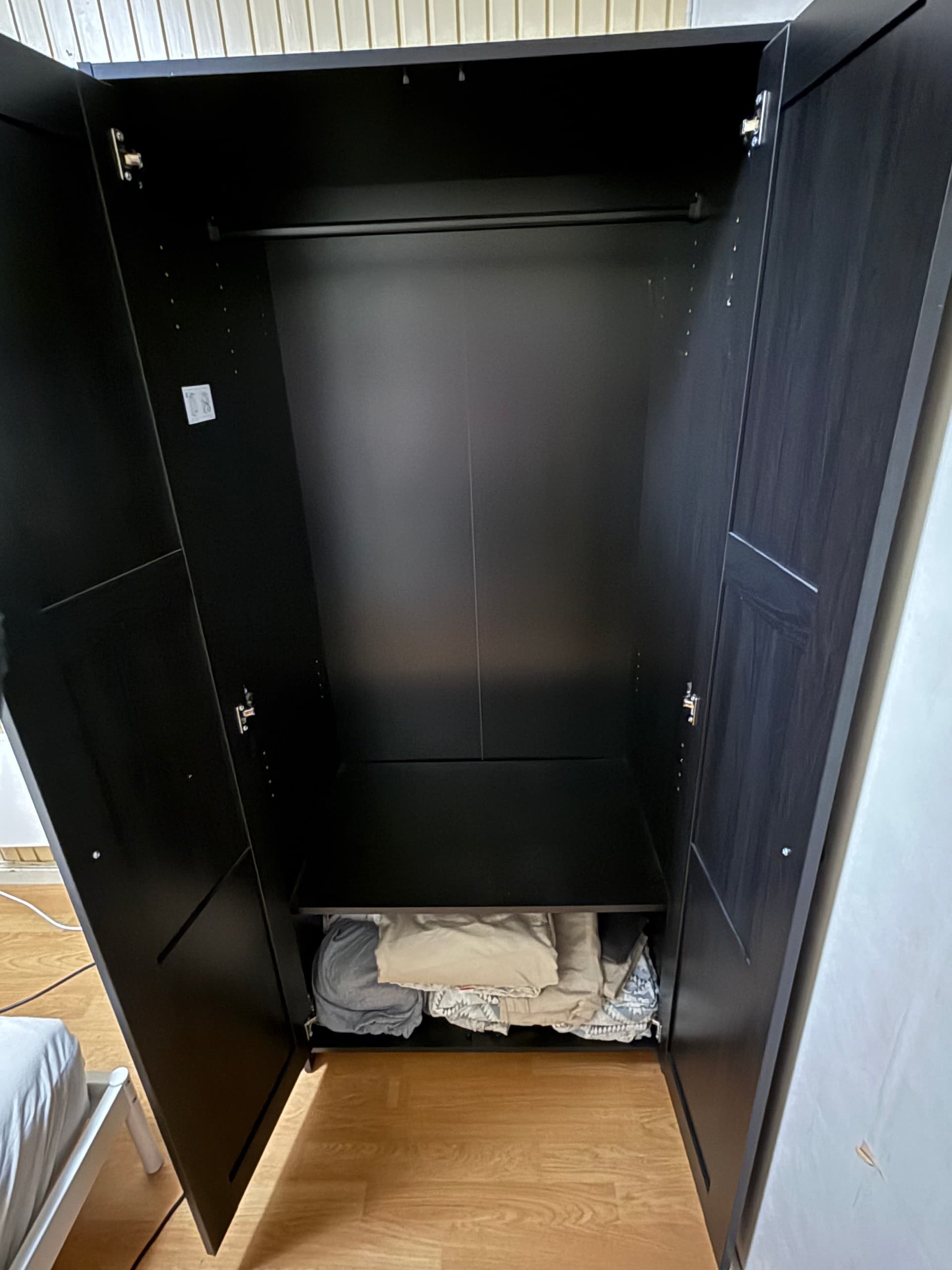 RAKKESTAD wardrobe with 2 doors, black-brown, 79x176 cm
