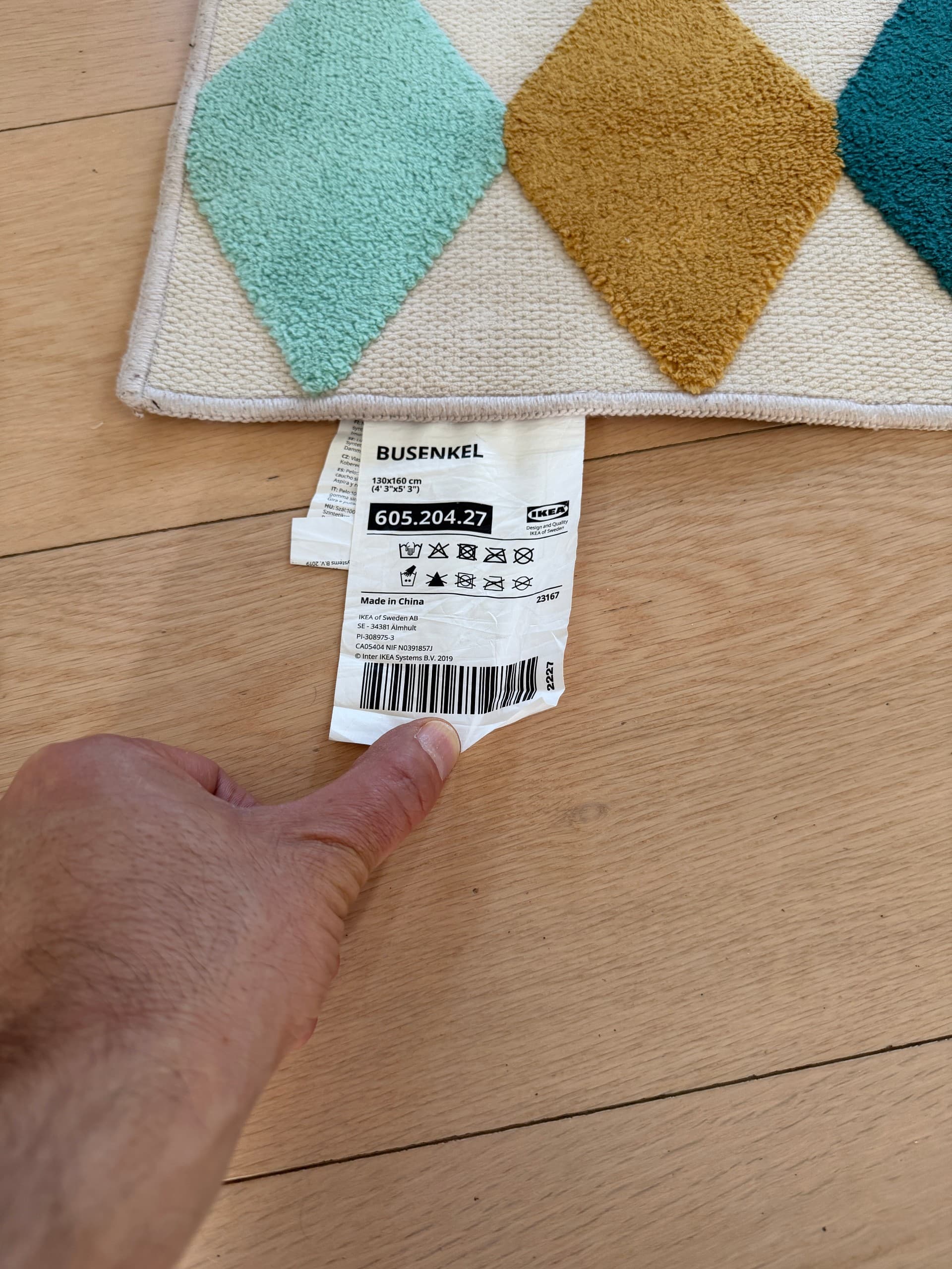 BUSENKEL rug, harlequin pattern/multicolour, 130x160 cm