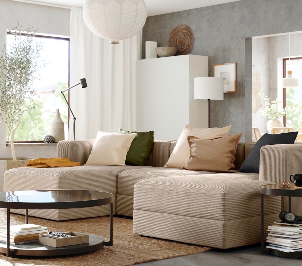 JÄTTEBO cover chaise longue module, left, Samsala grey-beige