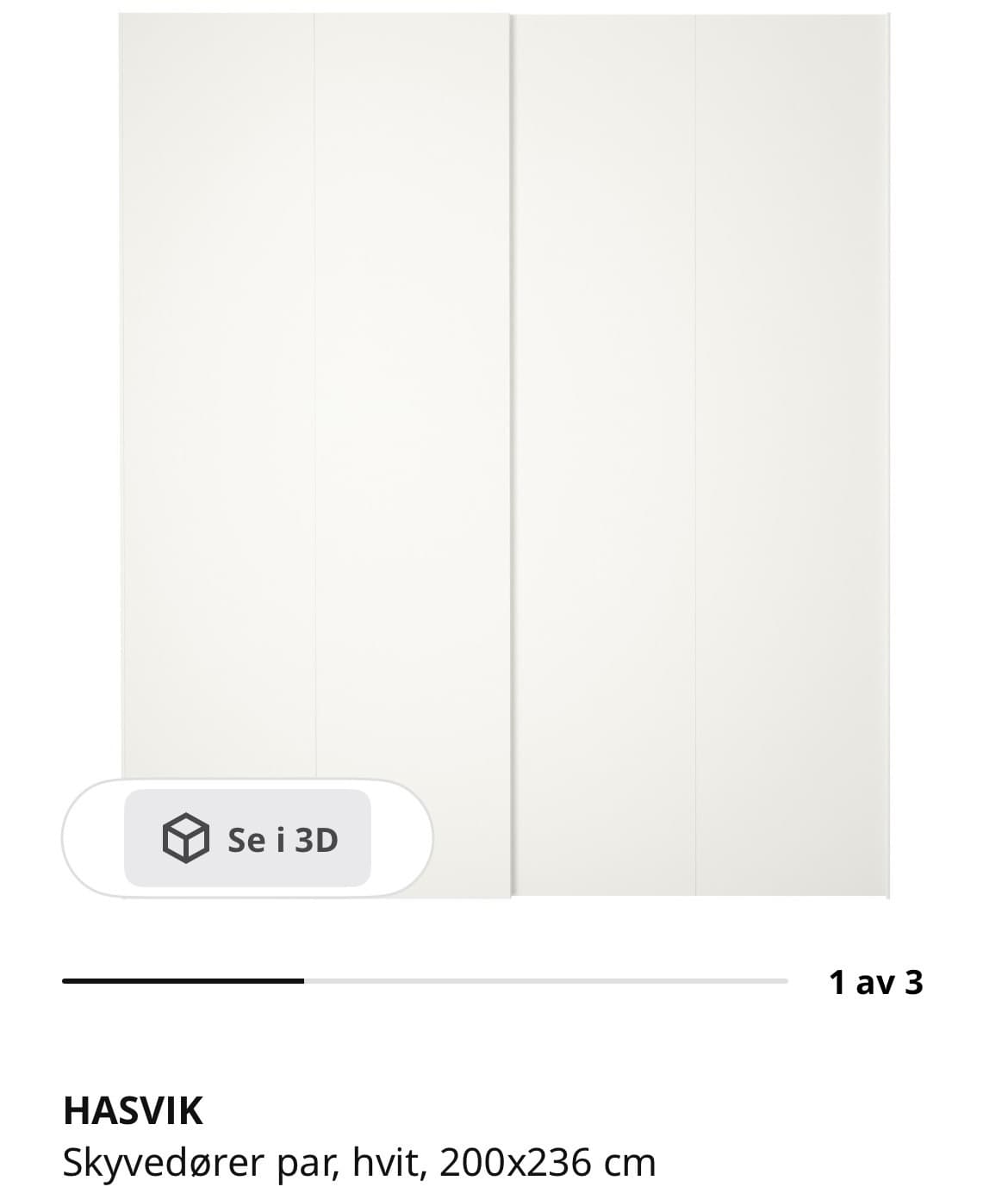 HASVIK pair of sliding doors, white, 200x236 cm