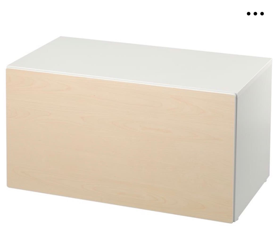 SMÅSTAD BENK M SKUFF bench with toy storage, white/white, 90x52x48 cm