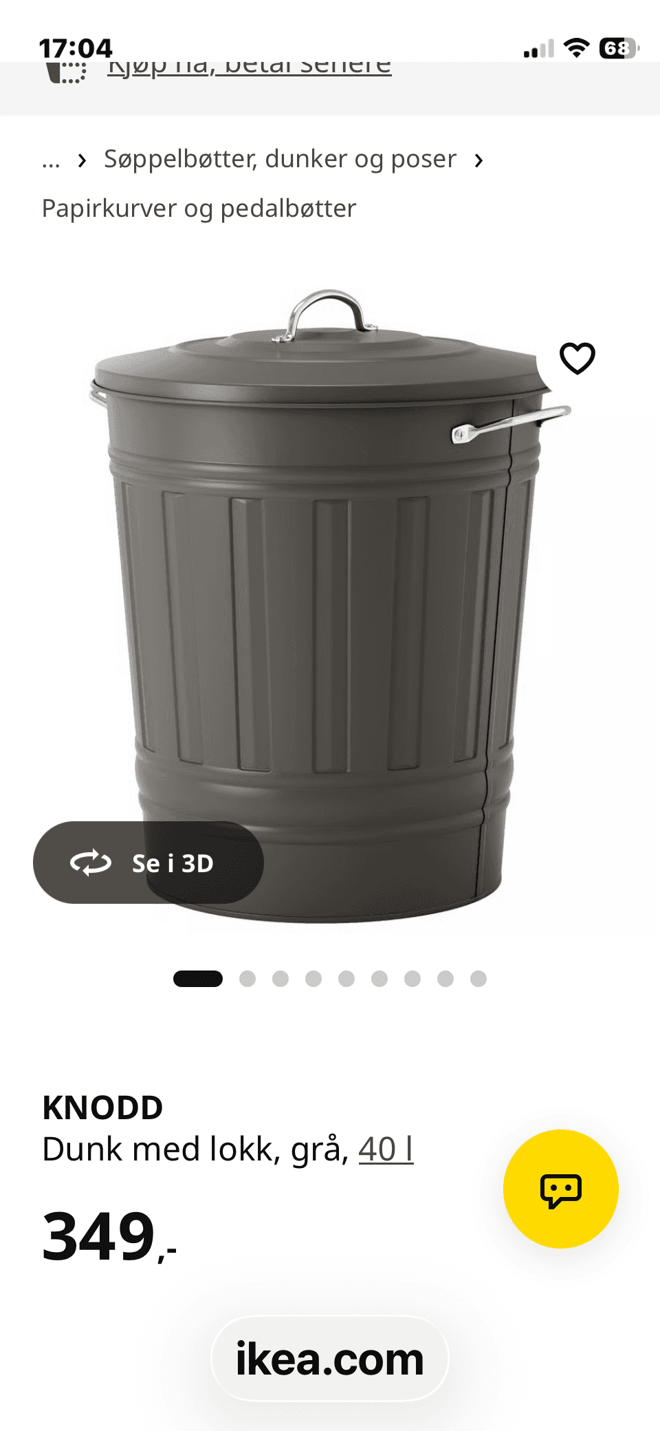 KNODD dunk med lokk, grå, 40 l