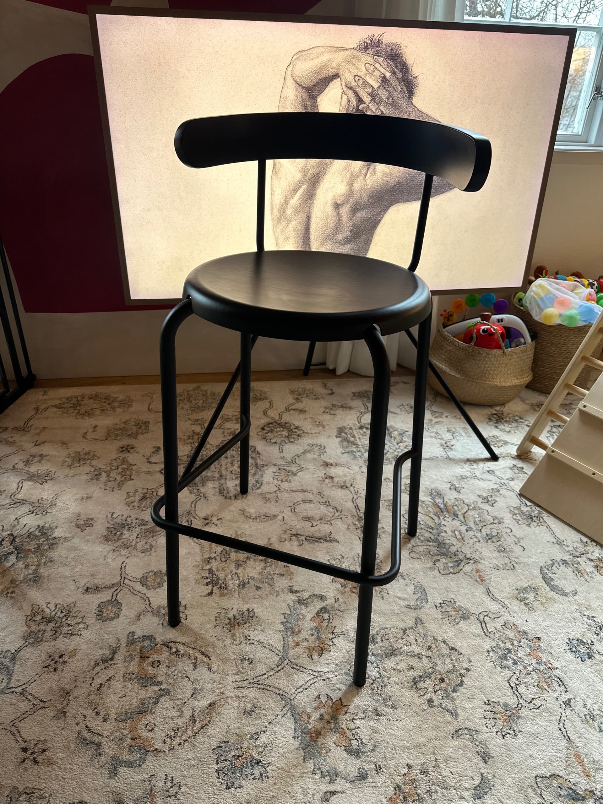 YNGVAR bar stool, anthracite, 75 cm