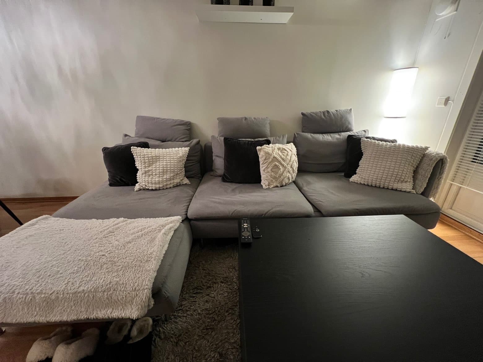 SÖDERHAMN 4-seat sofa with chaise longue, and open end Tonerud/grey
