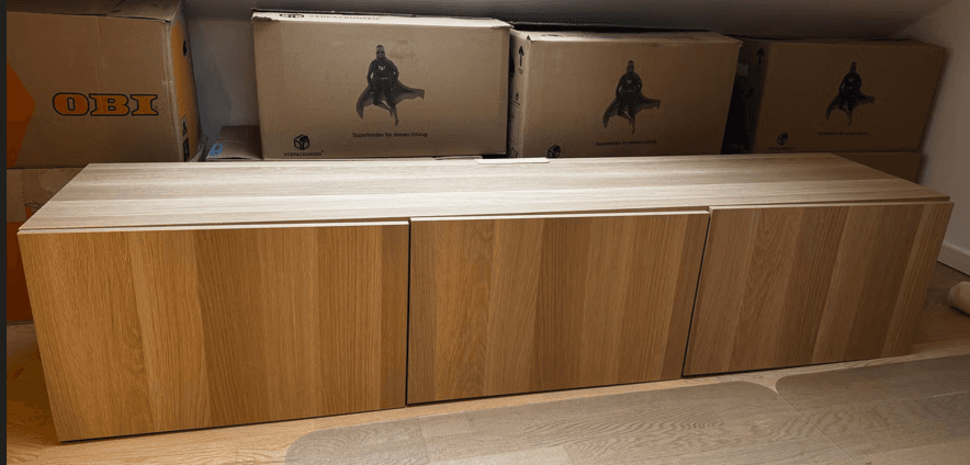 BESTÅ TV bench with doors, white stained oak effect/Lappviken white stained oak effect, 180x42x38 cm