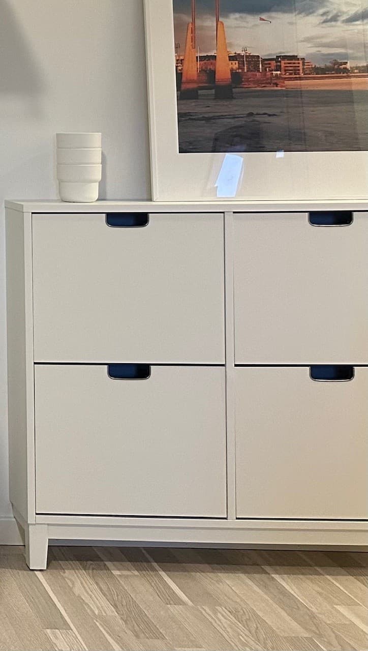 STÄLL shoe cabinet with 4 compartments, white, 96x17x90 cm