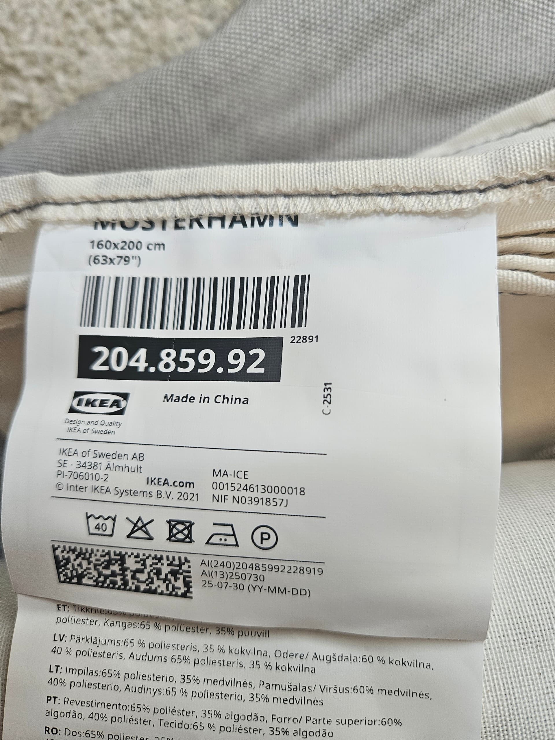 MOSTERHAMN valance sheet, Orrsta light grey, 160x200 cm