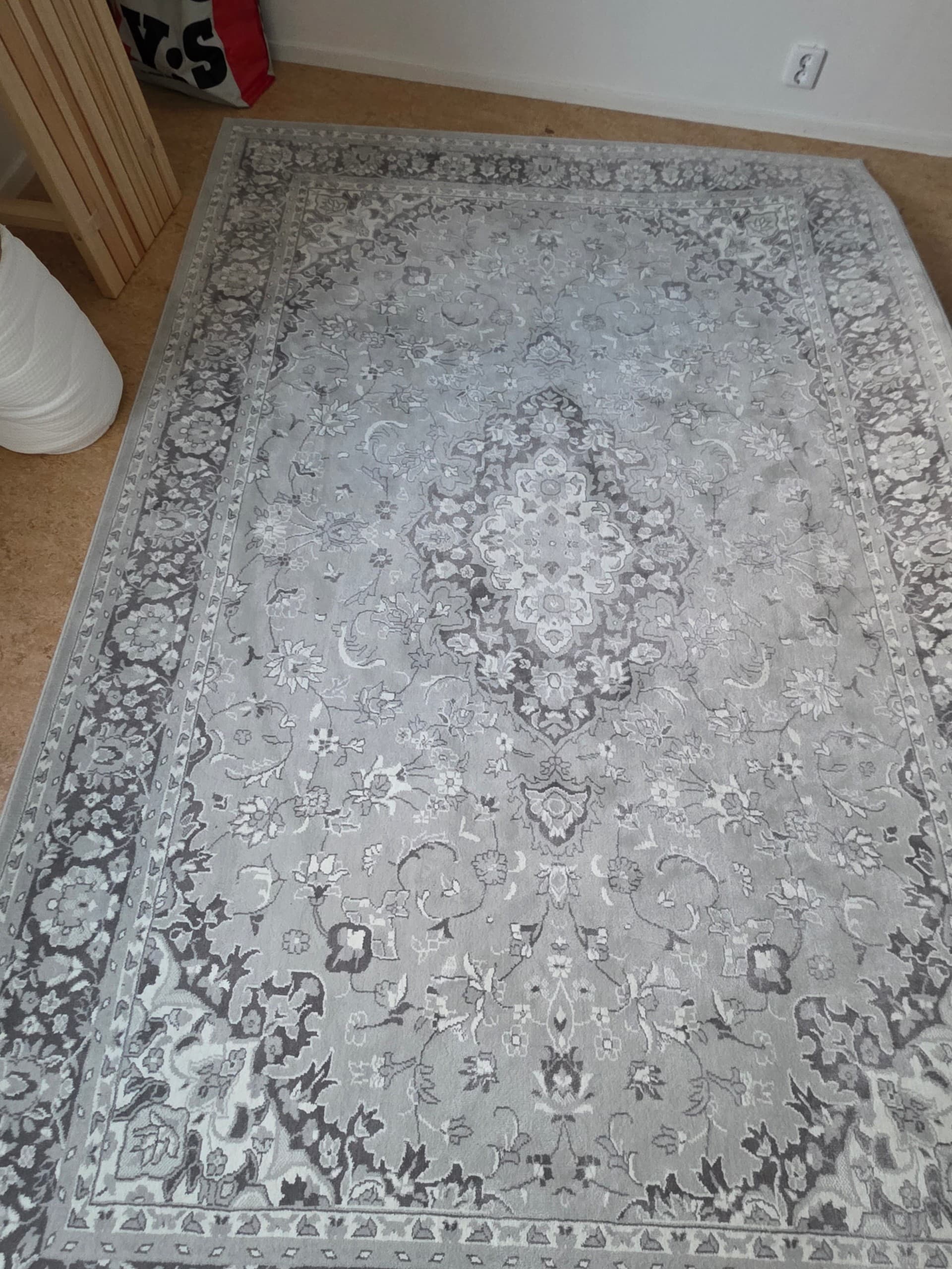 VEDBÄK rug, low pile, light grey, 200x300 cm