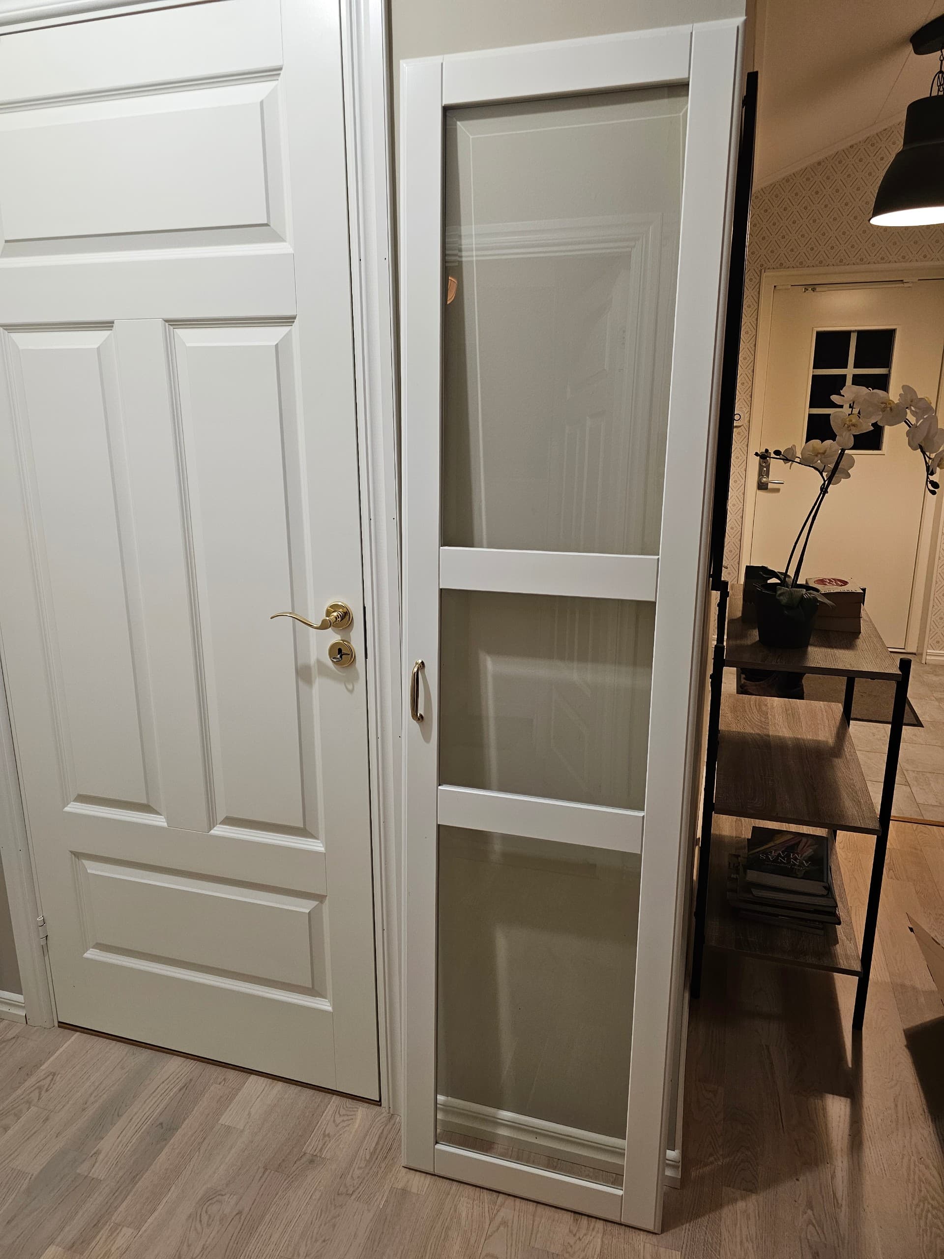 TYSSEDAL door, white/glass, 50x195 cm