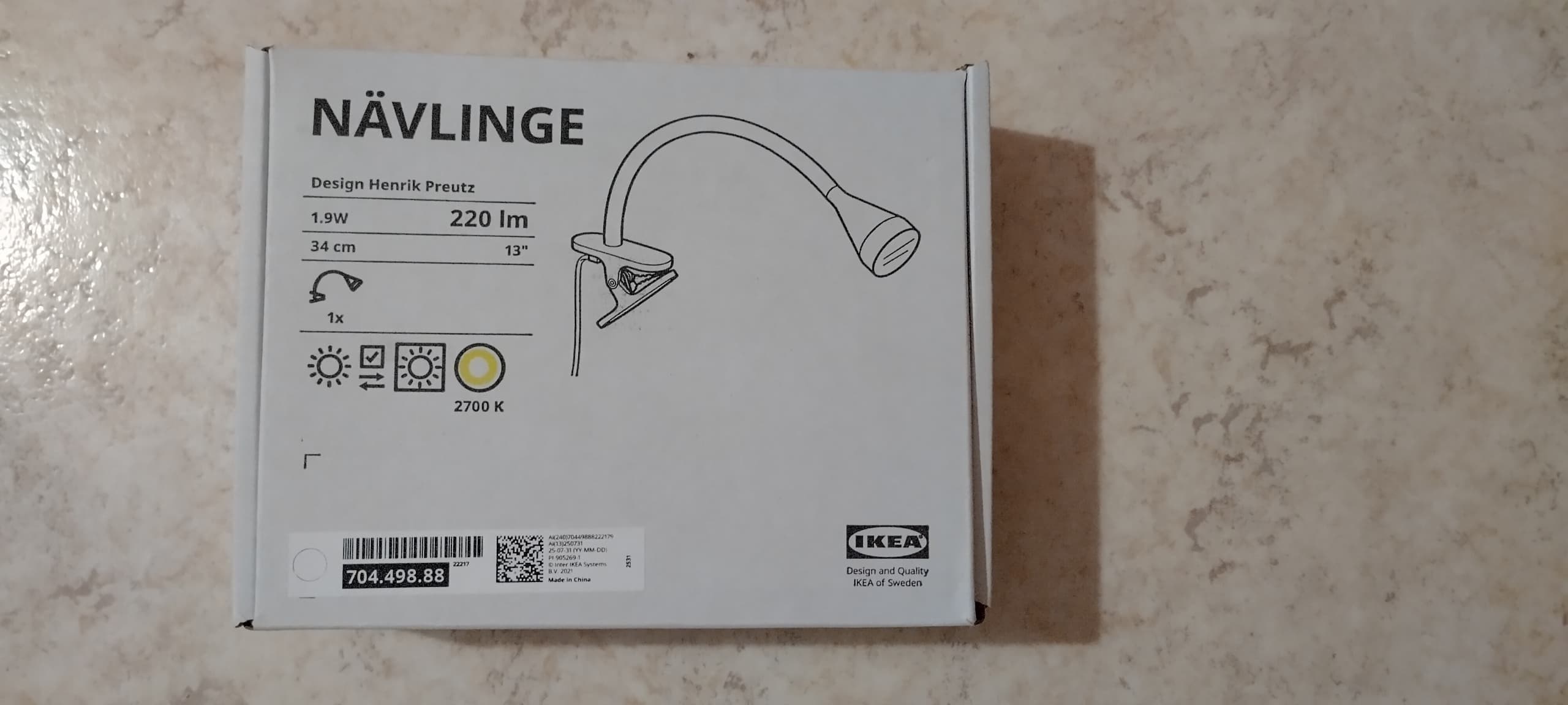 NÄVLINGE LED clamp spotlight, white
