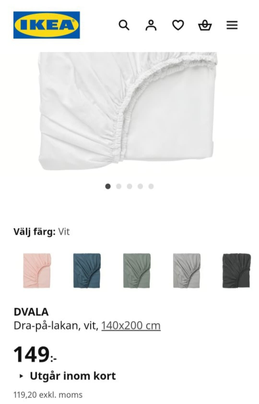 DVALA fitted sheet, white, 140x200 cm