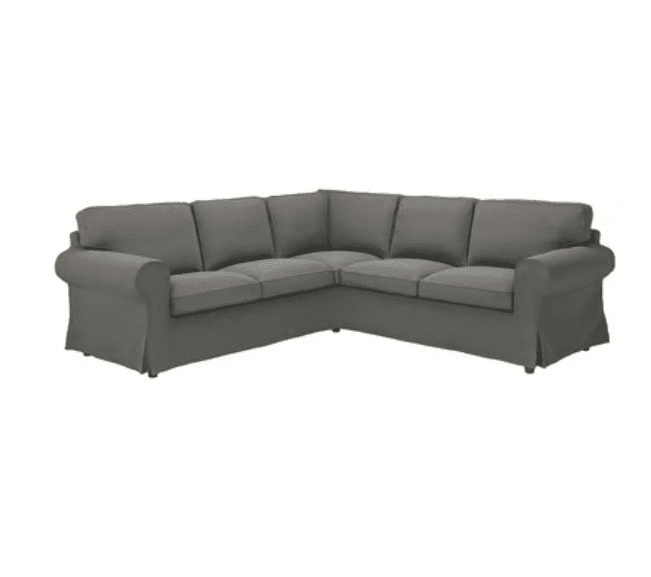 EKTORP corner sofa, 4-seat, Hakebo grey-green