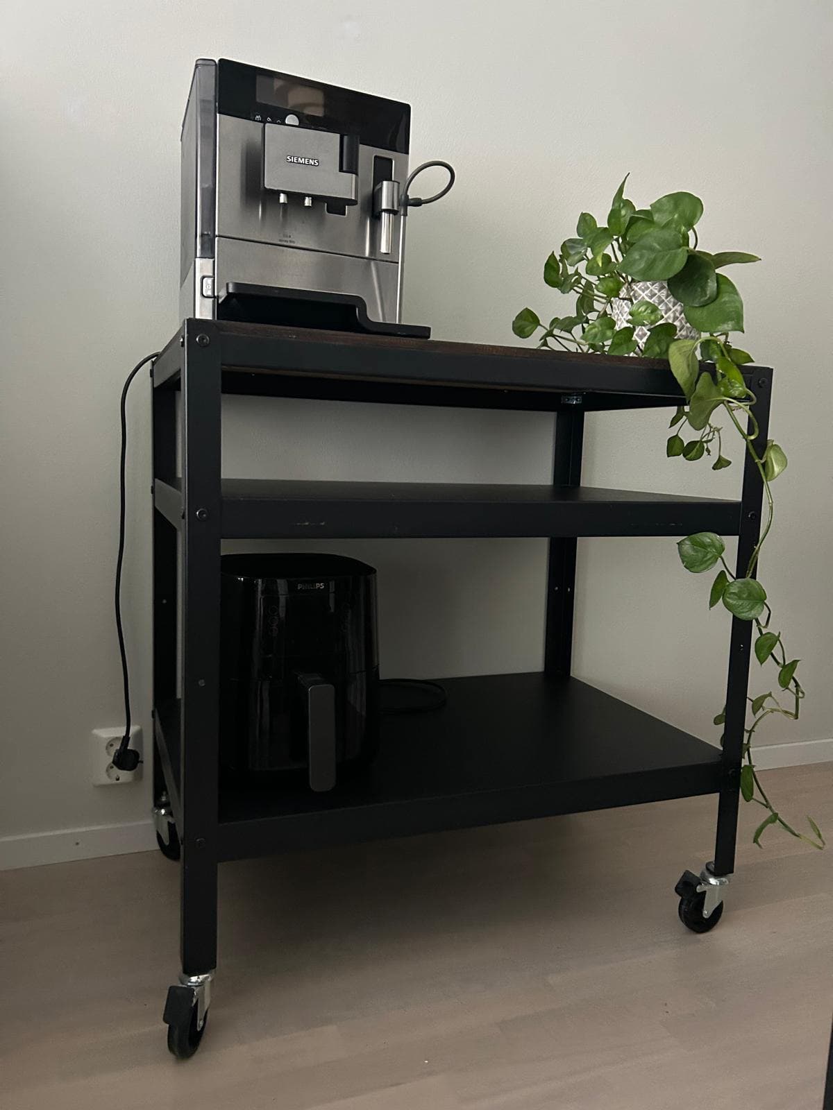 BROR trolley, black/pine plywood, 85x55 cm