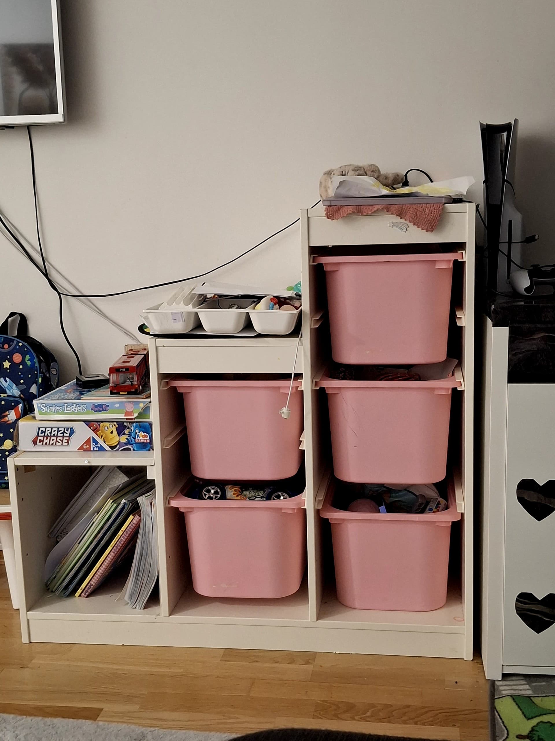 TROFAST storage combination with boxes, white/multicolour, 99x44x94 cm