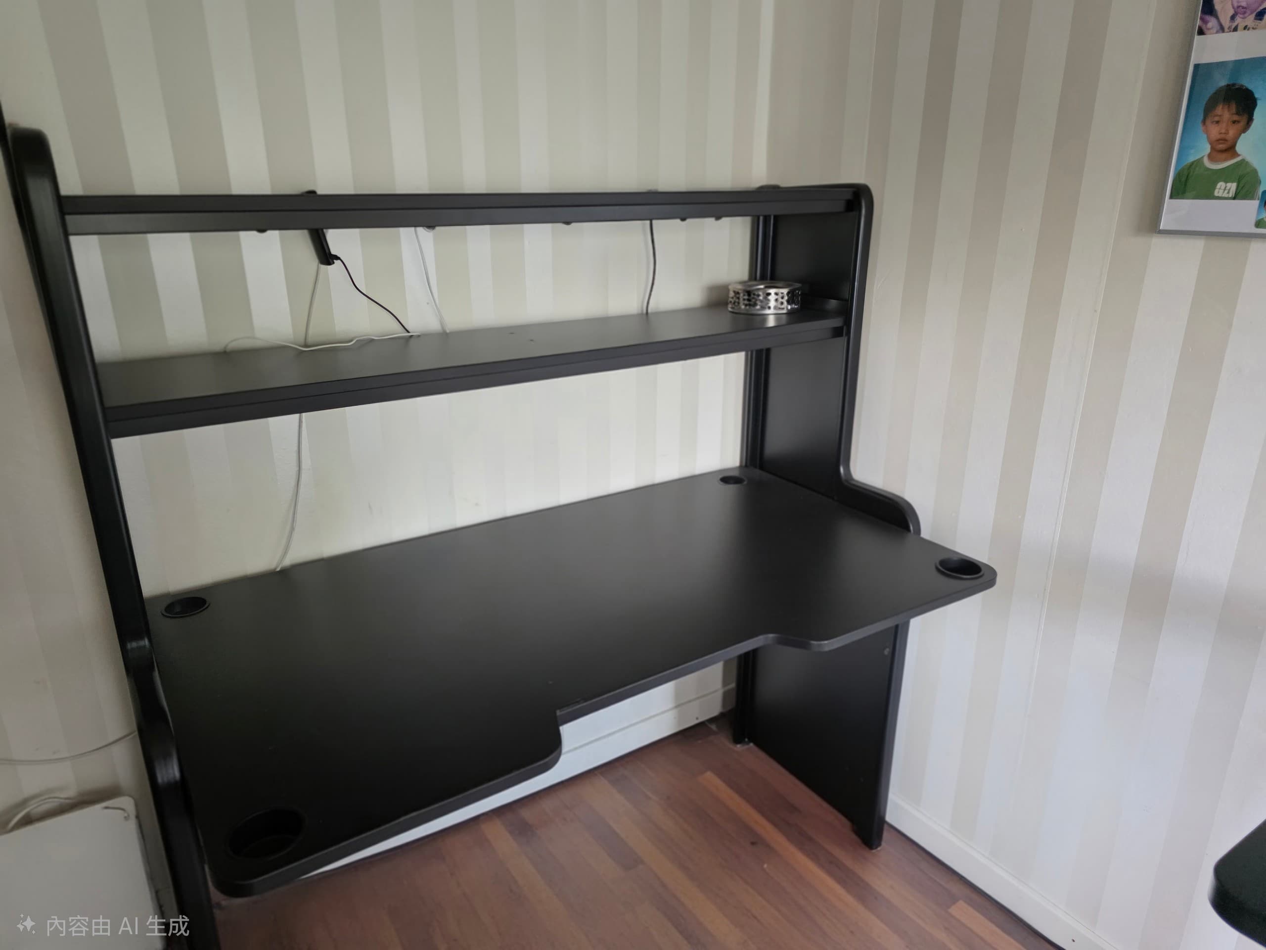 FREDDE Skrivbord, svart, 185x74x146 cm