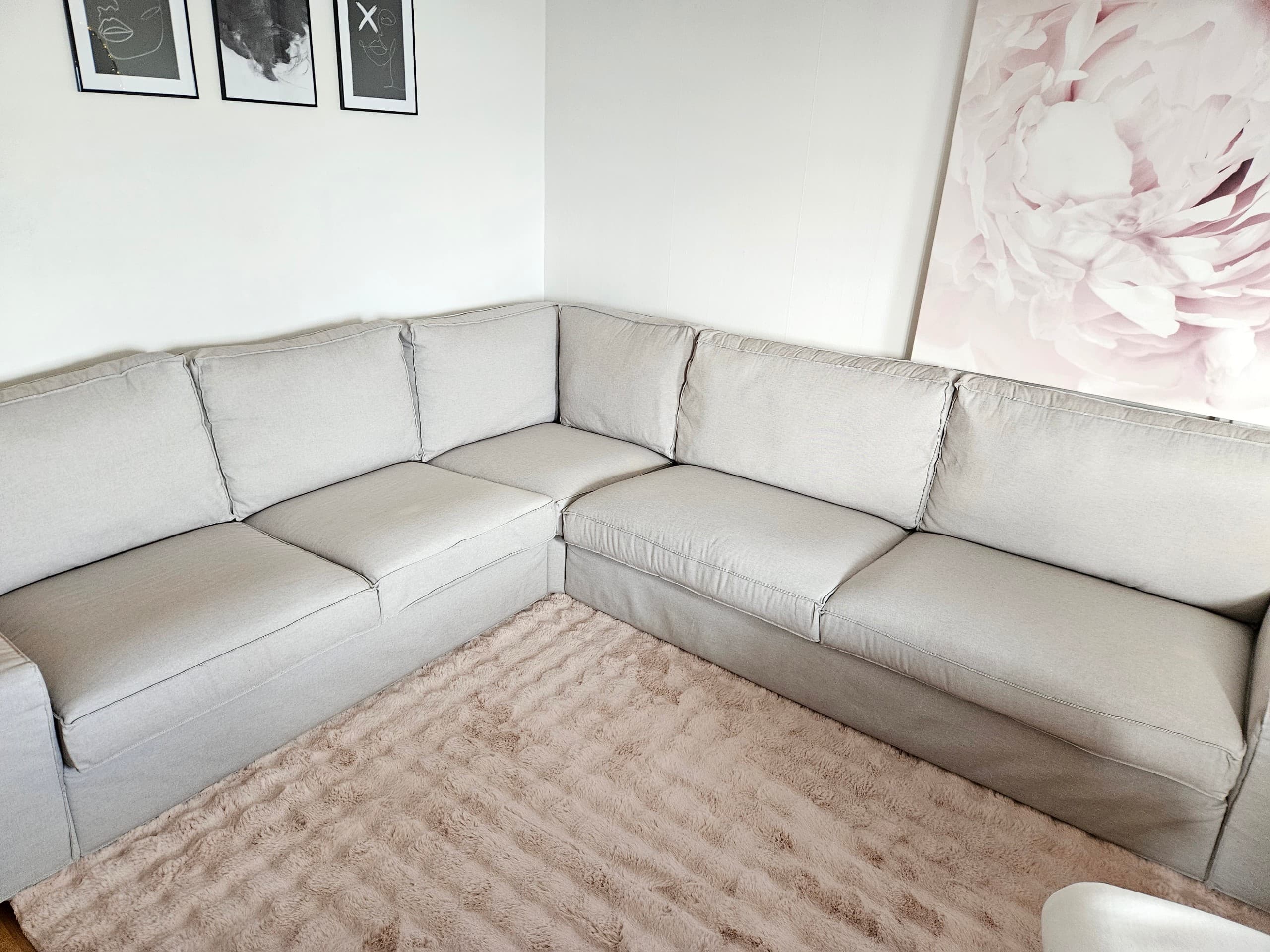 KIVIK hörnsoffa, 5-sits, Tallmyra vit/svart