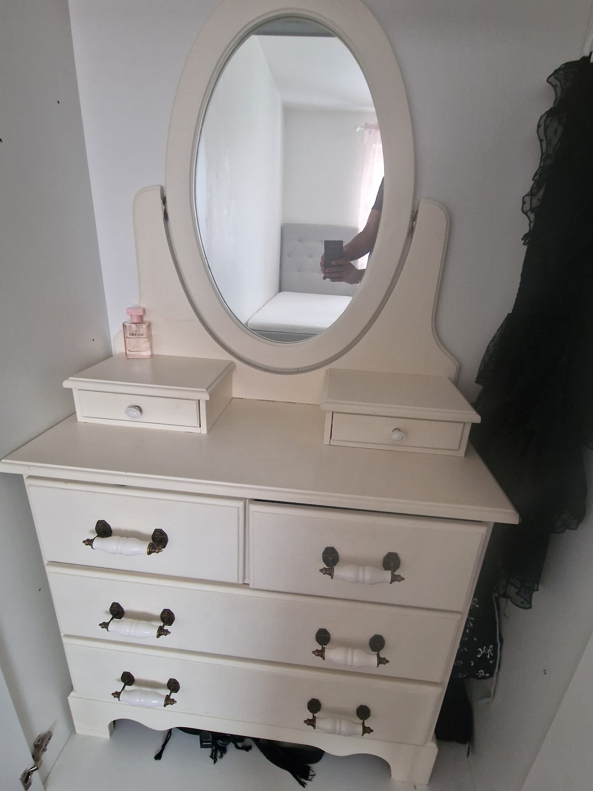 HEMNES dressing table with mirror, white, 100x50 cm