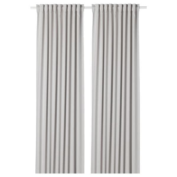 MAJGULL room darkening curtains, 1 pair, light grey, 145x250 cm