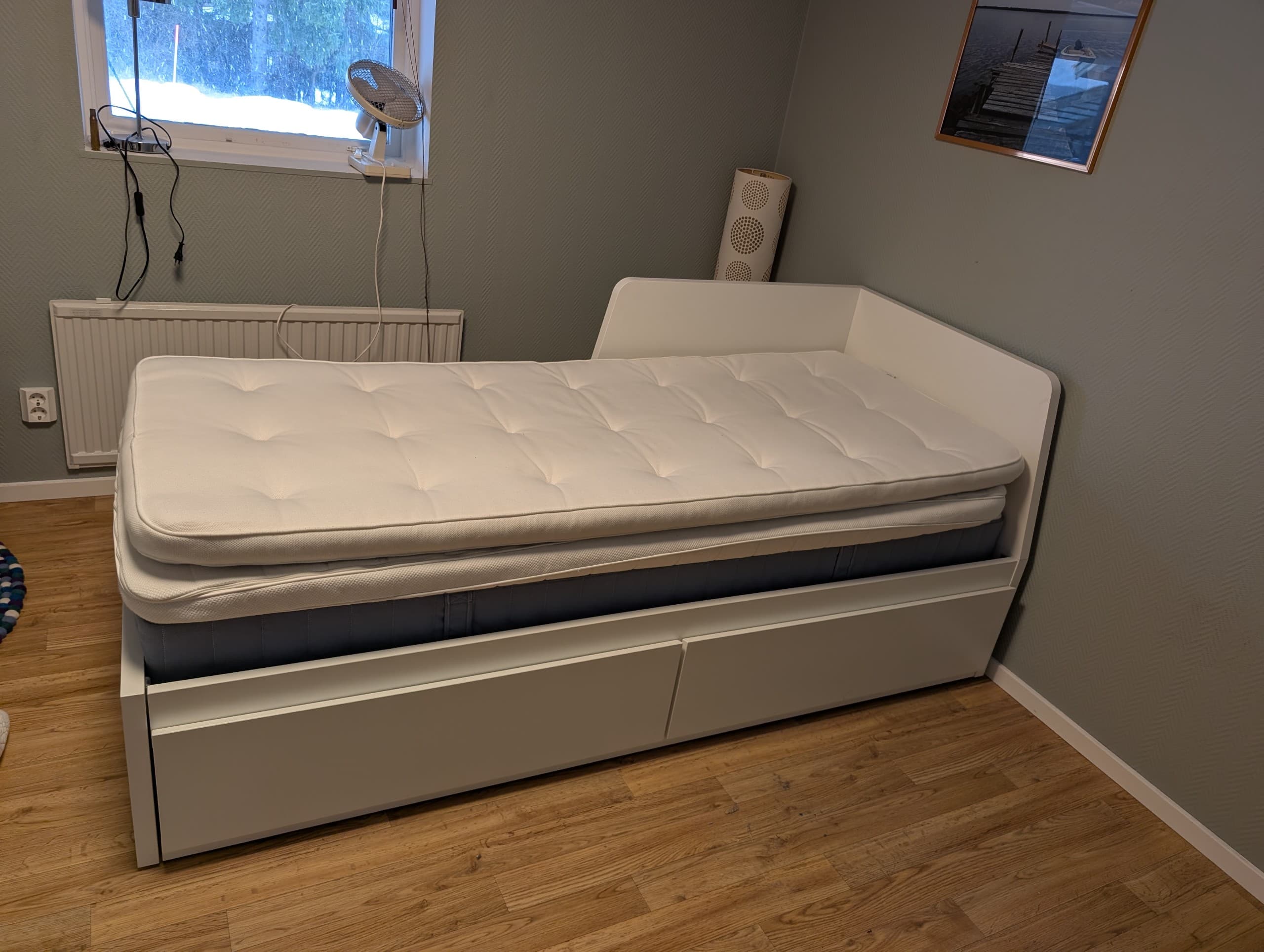 FLEKKE dagbäddstomme med 2 lådor, vit, 80x200 cm
