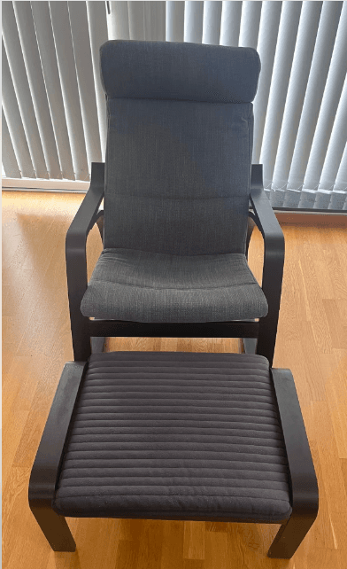 POÄNG armchair and footstool, black-brown/Knisa black