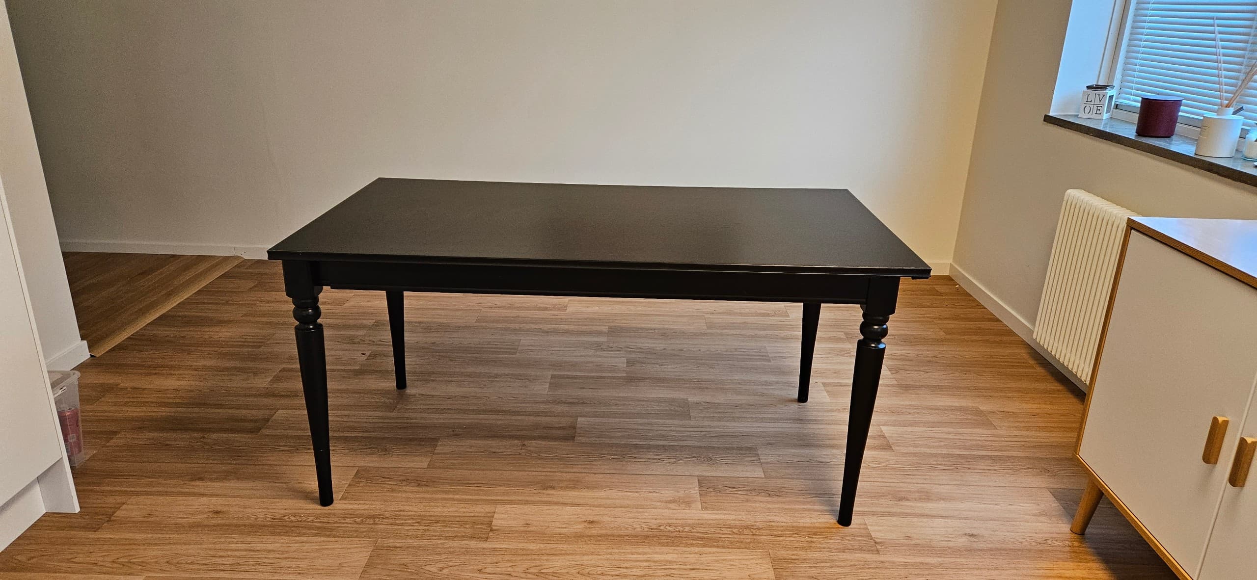 INGATORP Utdragbart bord, svart, Längd: 155 cm