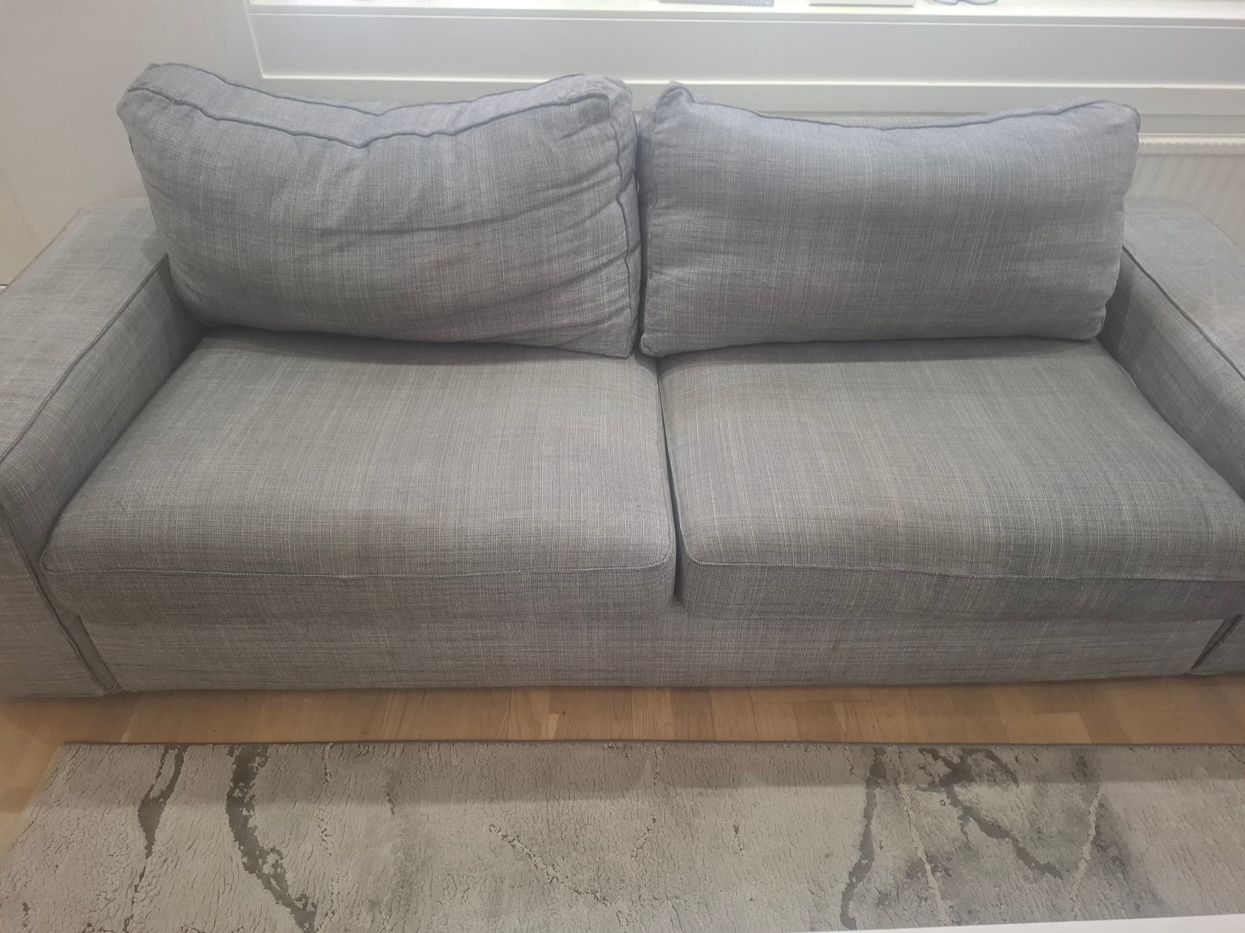 VIMLE 2-seat sofa, with wide armrests/Hallarp grey