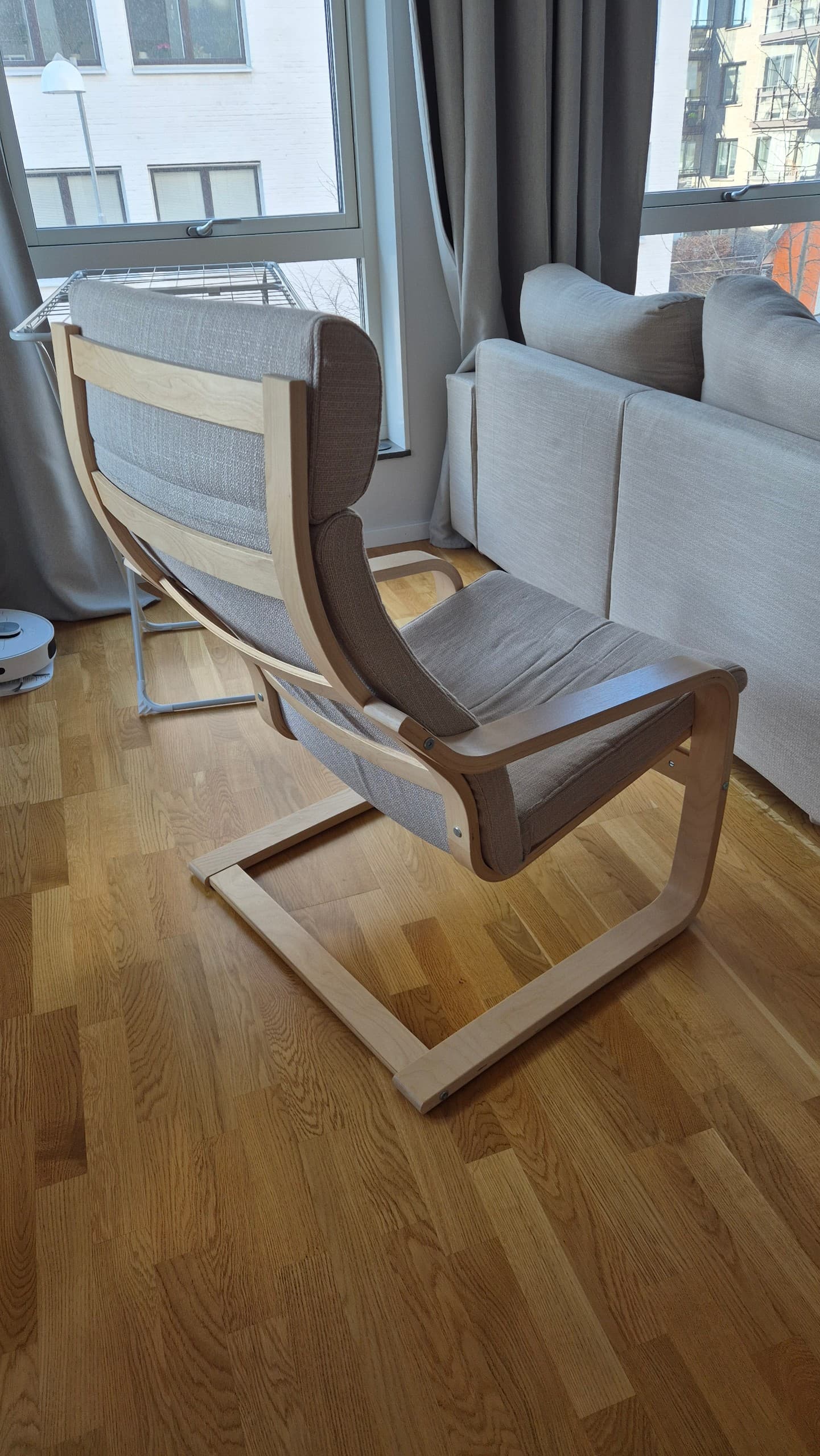 POÄNG children's armchair, birch veneer/Knisa light beige