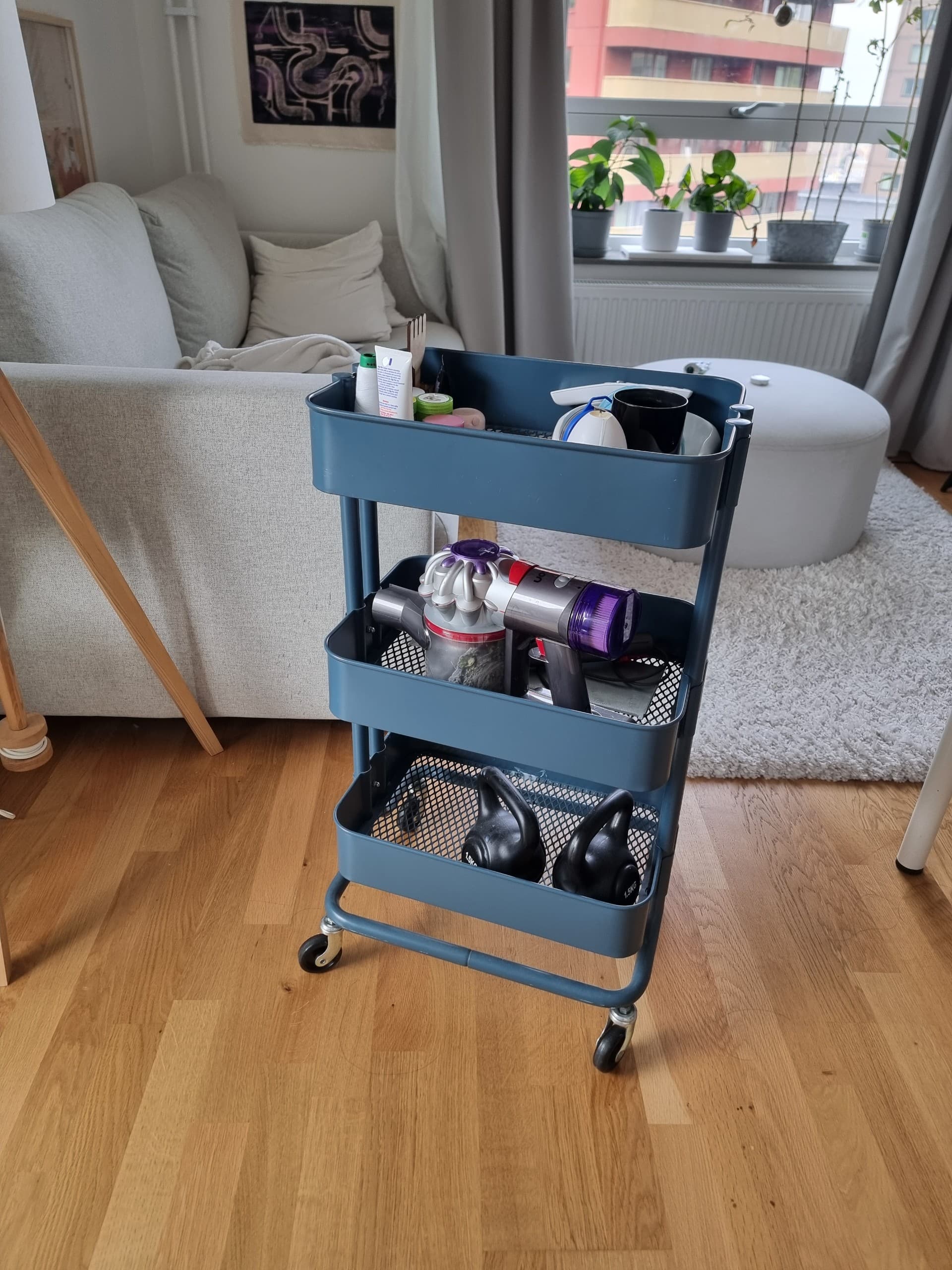 RÅSKOG trolley, grey-blue, 35x45x77 cm