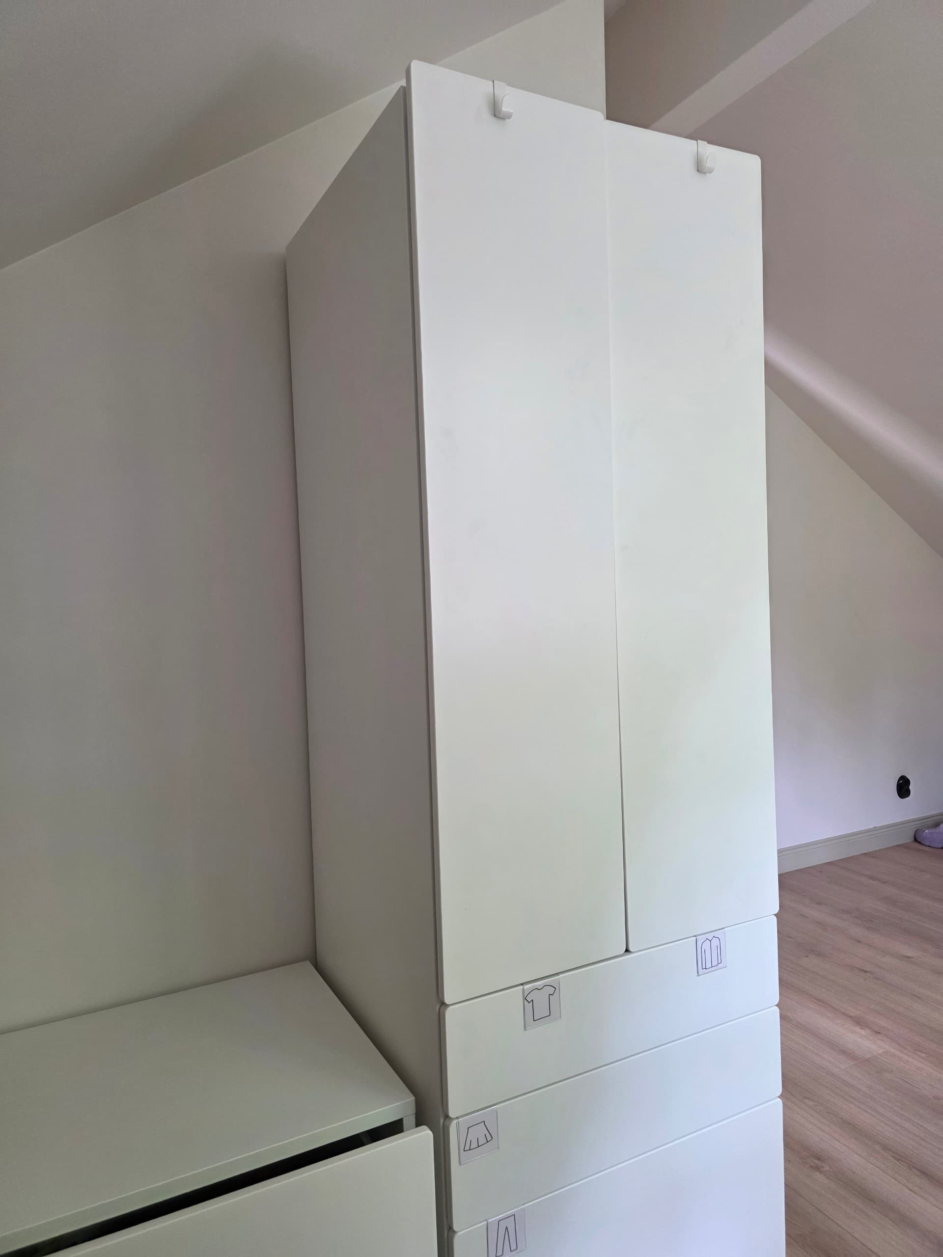 SMÅSTAD / PLATSA wardrobe, white white/with 3 drawers, 60x57x181 cm