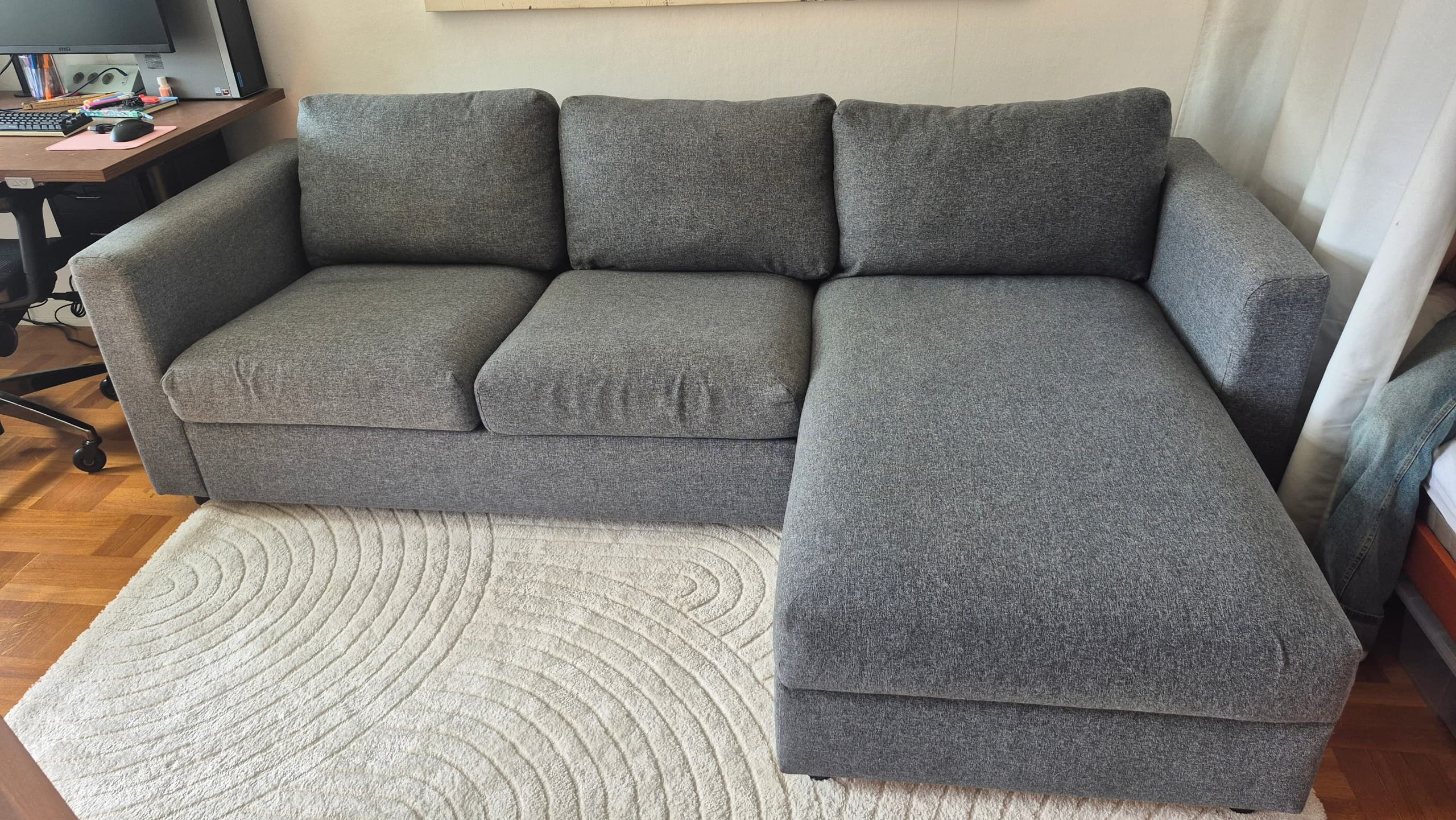 VIMLE 3-seat sofa, with chaise longue/Gunnared medium grey