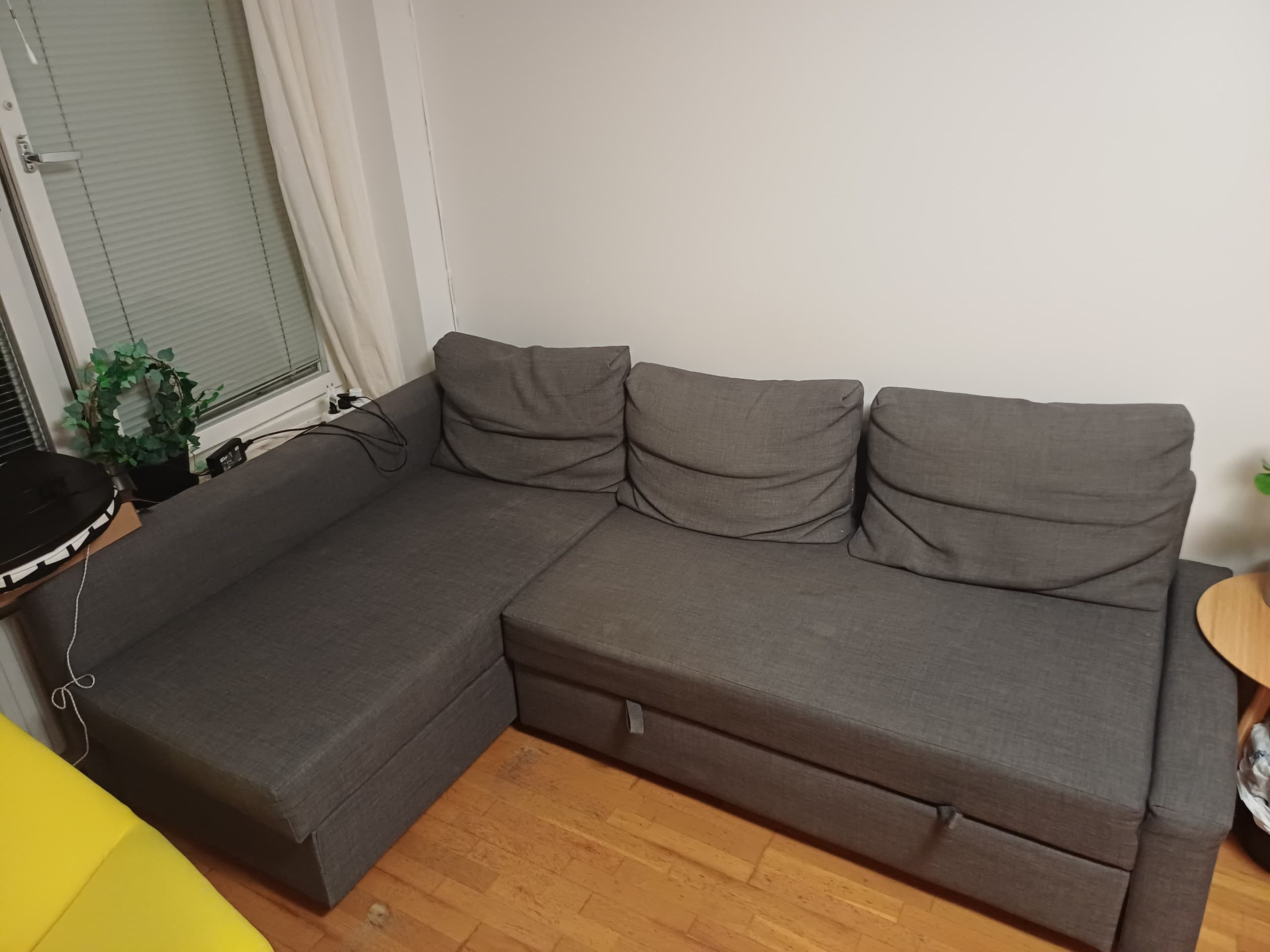 FRIHETEN corner sofa-bed with storage, Hyllie dark grey