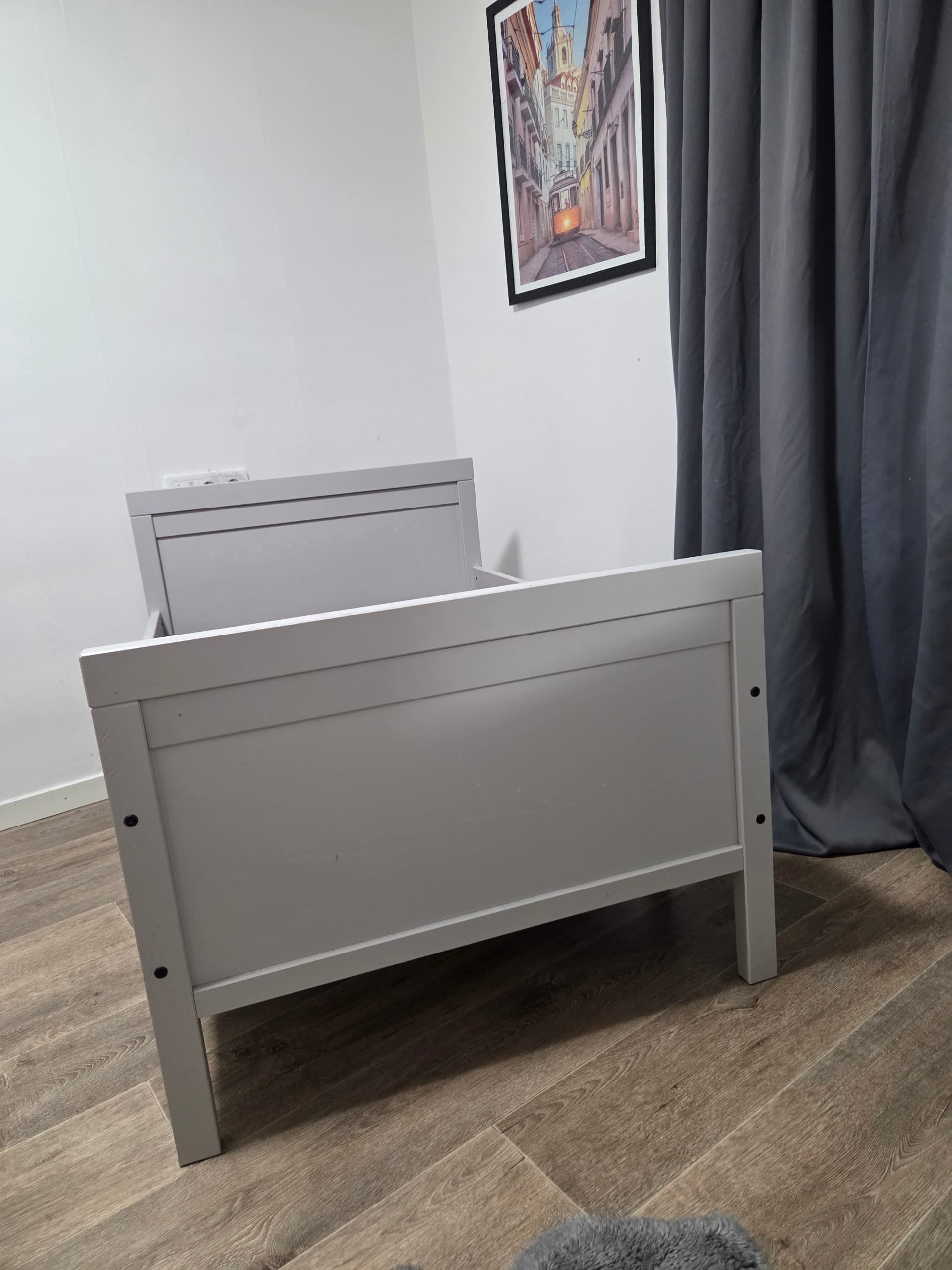 SUNDVIK extendable bed, grey, 80x200 cm