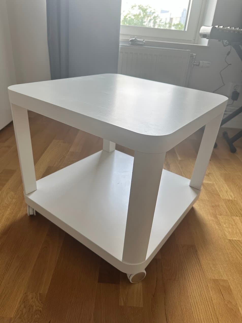 TINGBY side table on castors, white, 50x50 cm