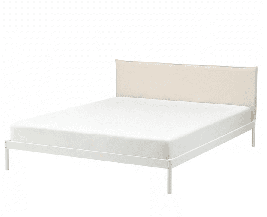 KLEPPSTAD bed frame, white/Vissle beige, 140x200 cm