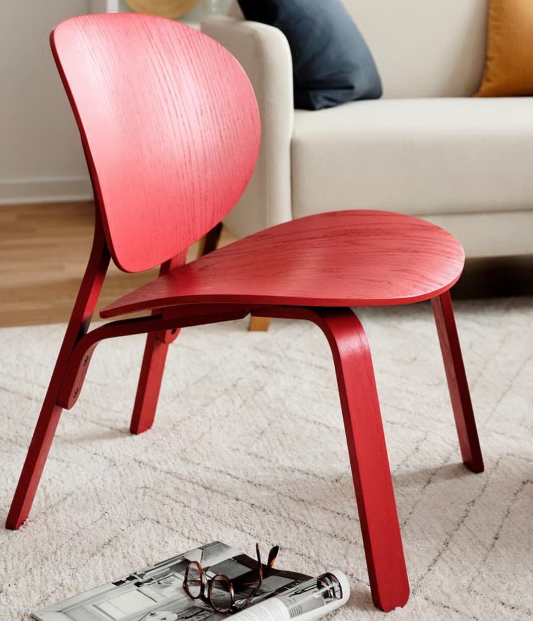FRÖSET easy chair, red stained oak veneer