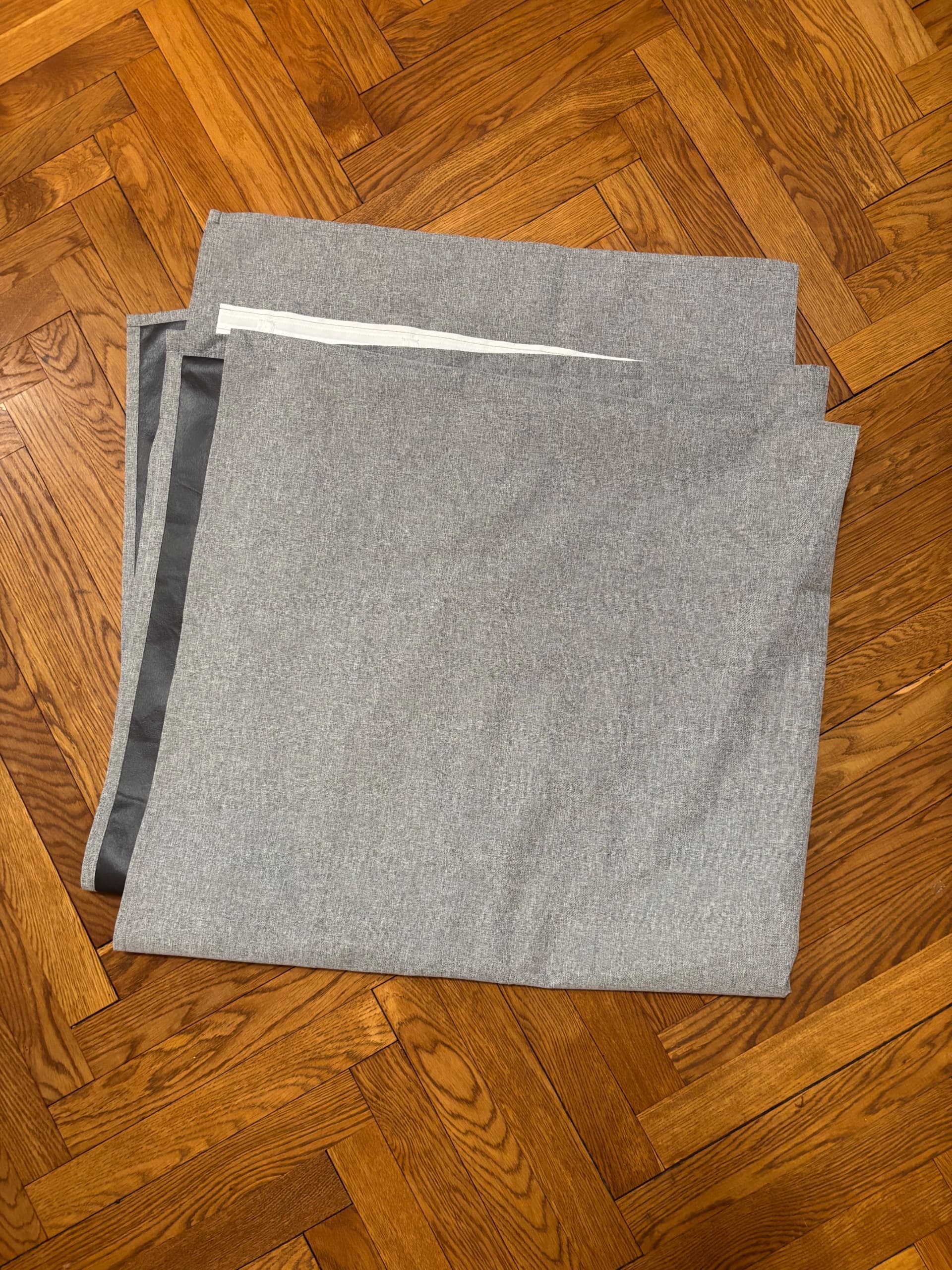 ROSENMANDEL block-out curtains, 1 pair, grey/with heading tape, 135x250 cm