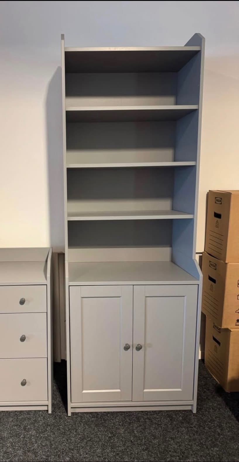 HAUGA high cabinet with 2 doors, grey, 70x199 cm