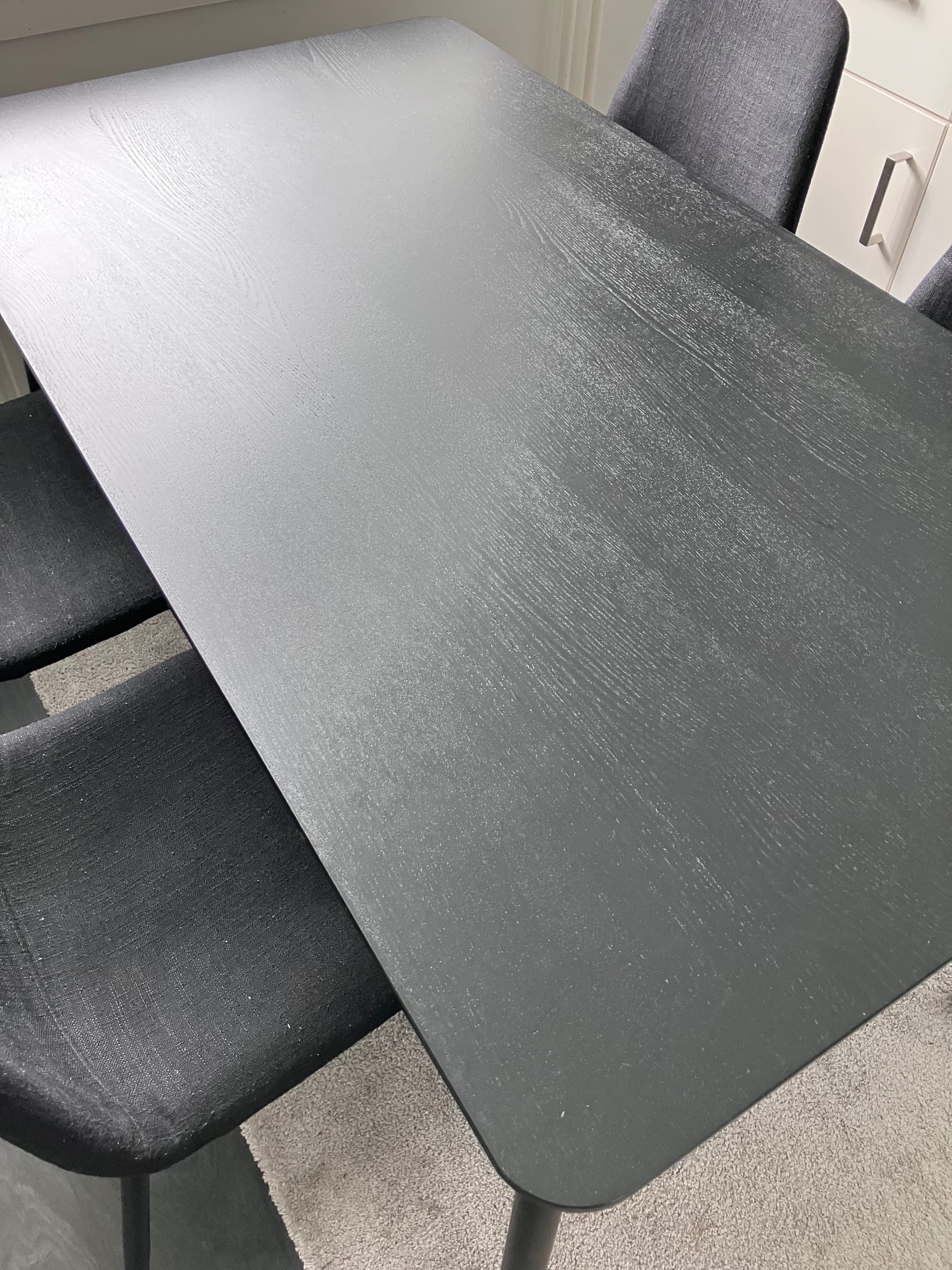 LISABO / LISABO matgrupp med 4 stolar, svart/grå, 140x78 cm