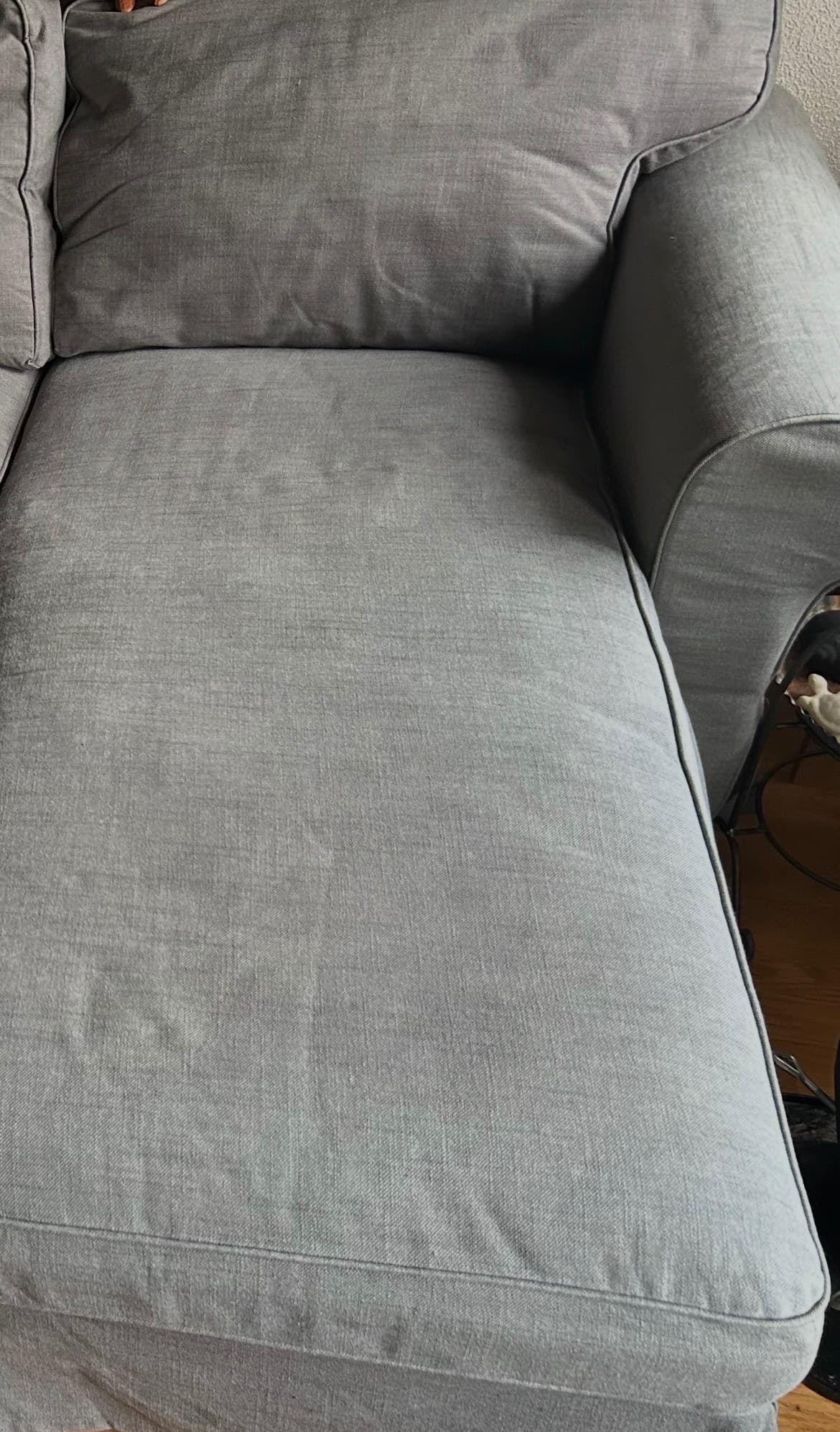 EKTORP 3-seat sofa with chaise longue, Hakebo dark grey