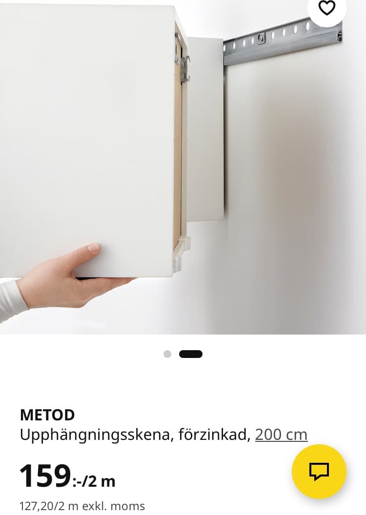METOD Upphängningsskena, förzinkad